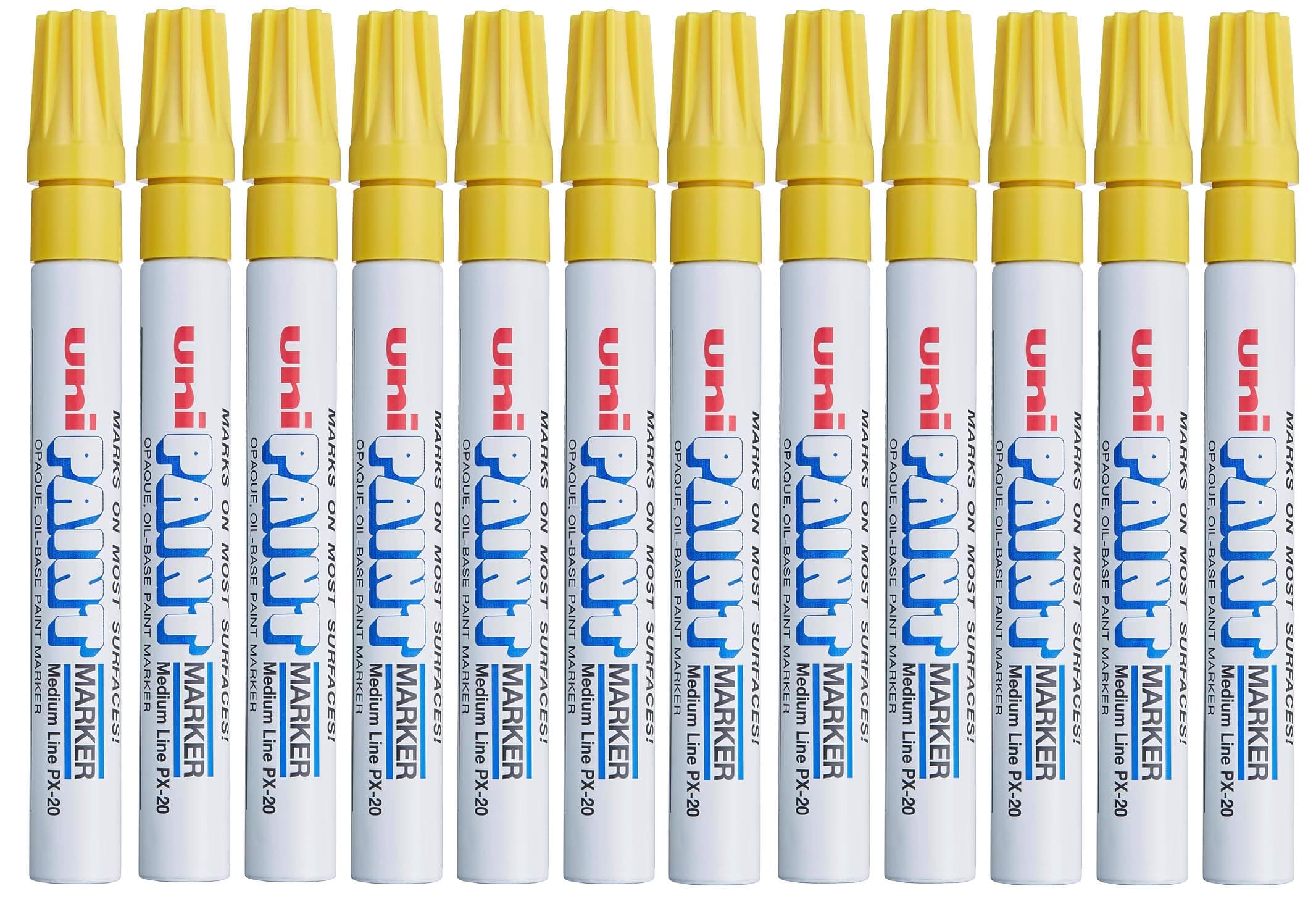 Uni-Ball 489371 Paint Marker Bullet Tip Medium Point Px20 Line Width 2.2-2.8mm Yellow Ref 9001926 [Pack 12]
