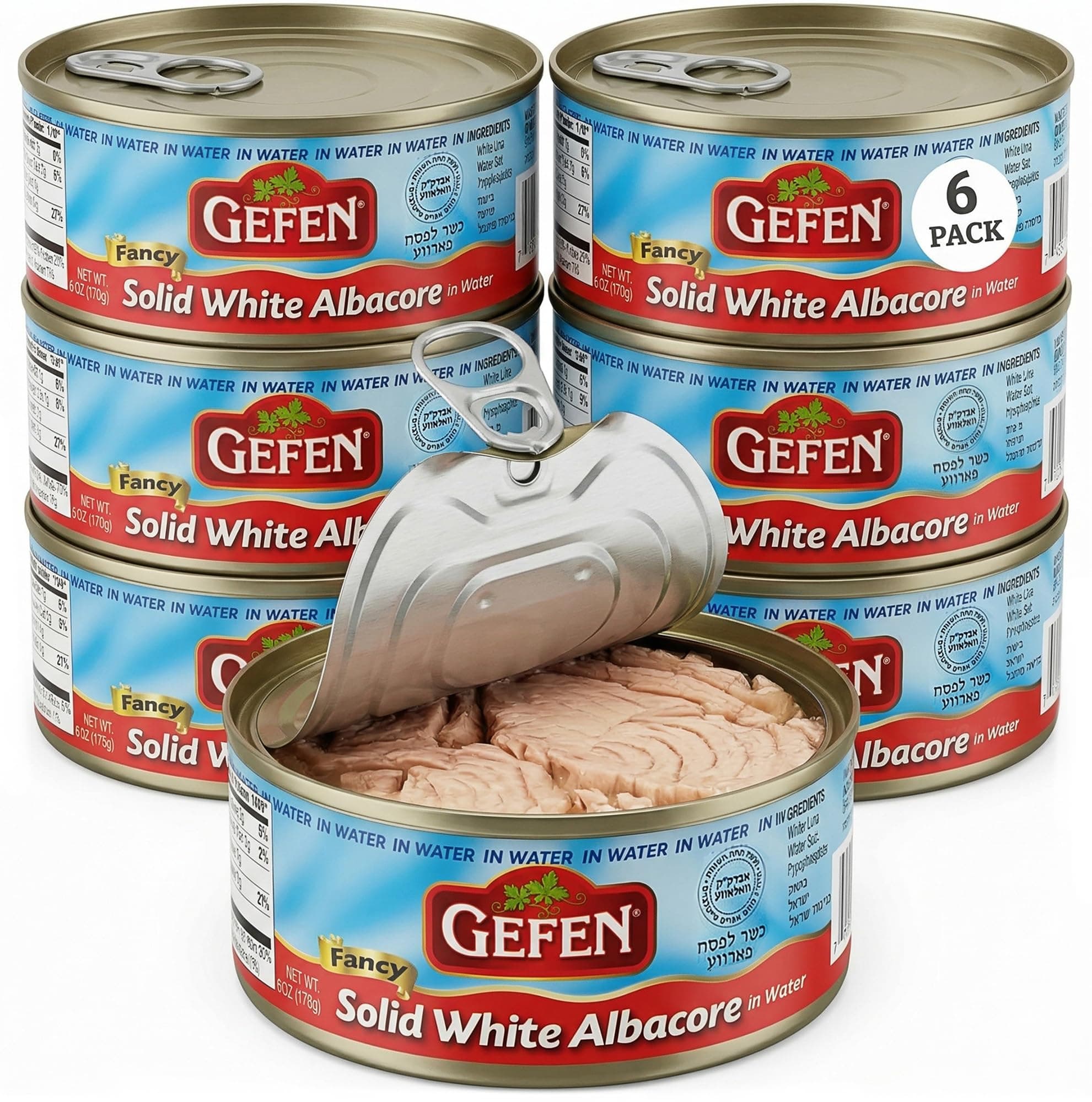 Solid White Albacore Tuna in Water 6oz (6 Pack), Kosher for Passover