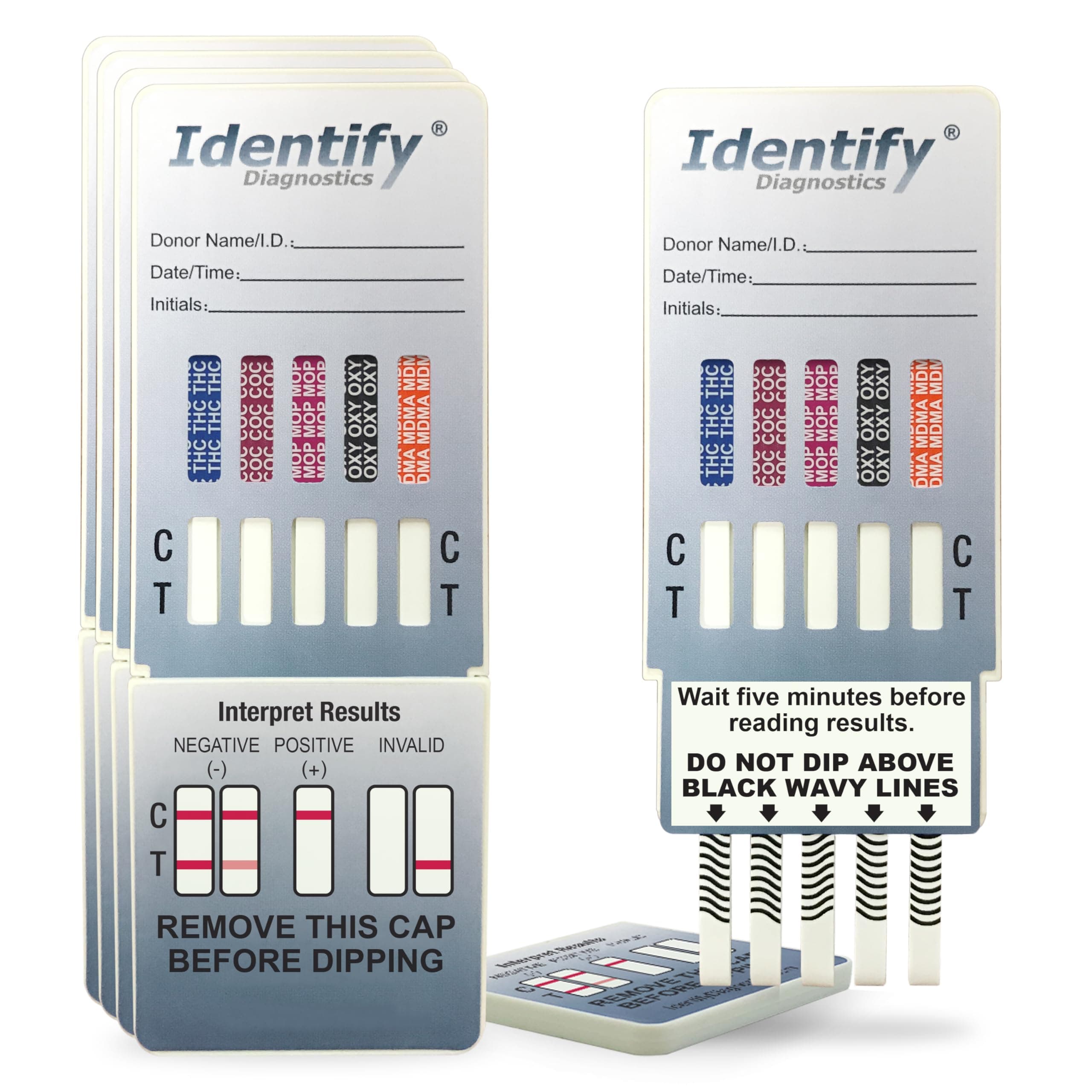 Identify Diagnostics Drug Test Cards | 25 Pack | 10 Panel Dip CLIA Waived Instant Urine Marijuana Drug Test Dip Kit for AMP,BAR,BZO,COC,MDMA,MET,MOP|OPI,MTD,OXY,THC
