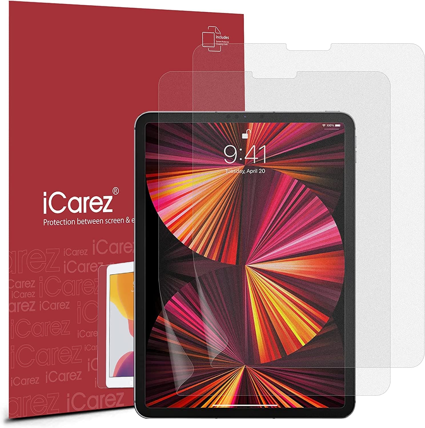 iCarez iCarez (Updated Version) [Anti-Glare] Matte Screen Protector for Apple 11-inch iPad Pro 11 2018 [2-Pack] Premium PET Film (Not Glass) Easy to Install (Compatible with Face ID and Apple Pencil)