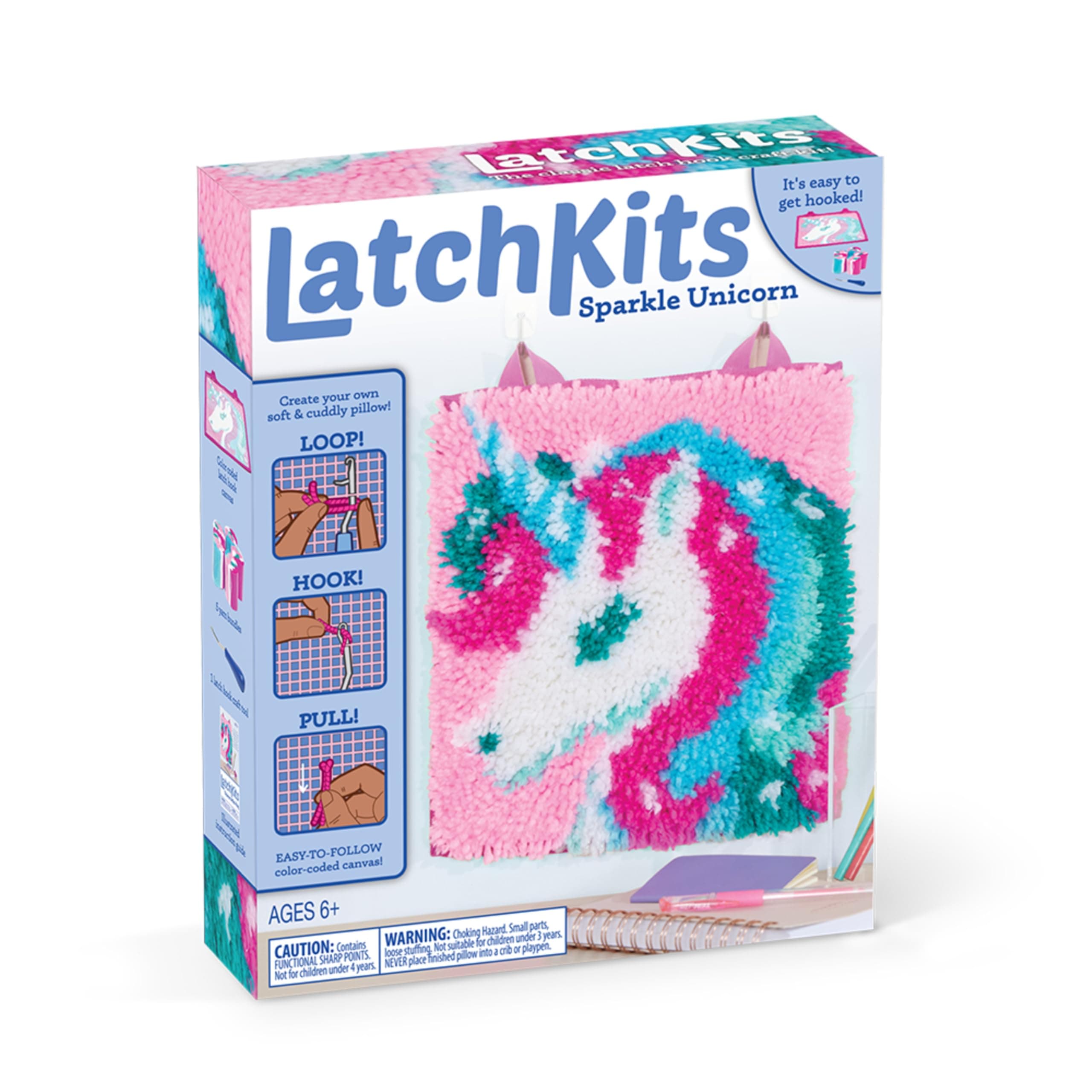 LatchKits – Unicorn Latch Hook Kit – Easy-to-Learn Craft Project – No Sewing Or Cutting – For Ages 6+