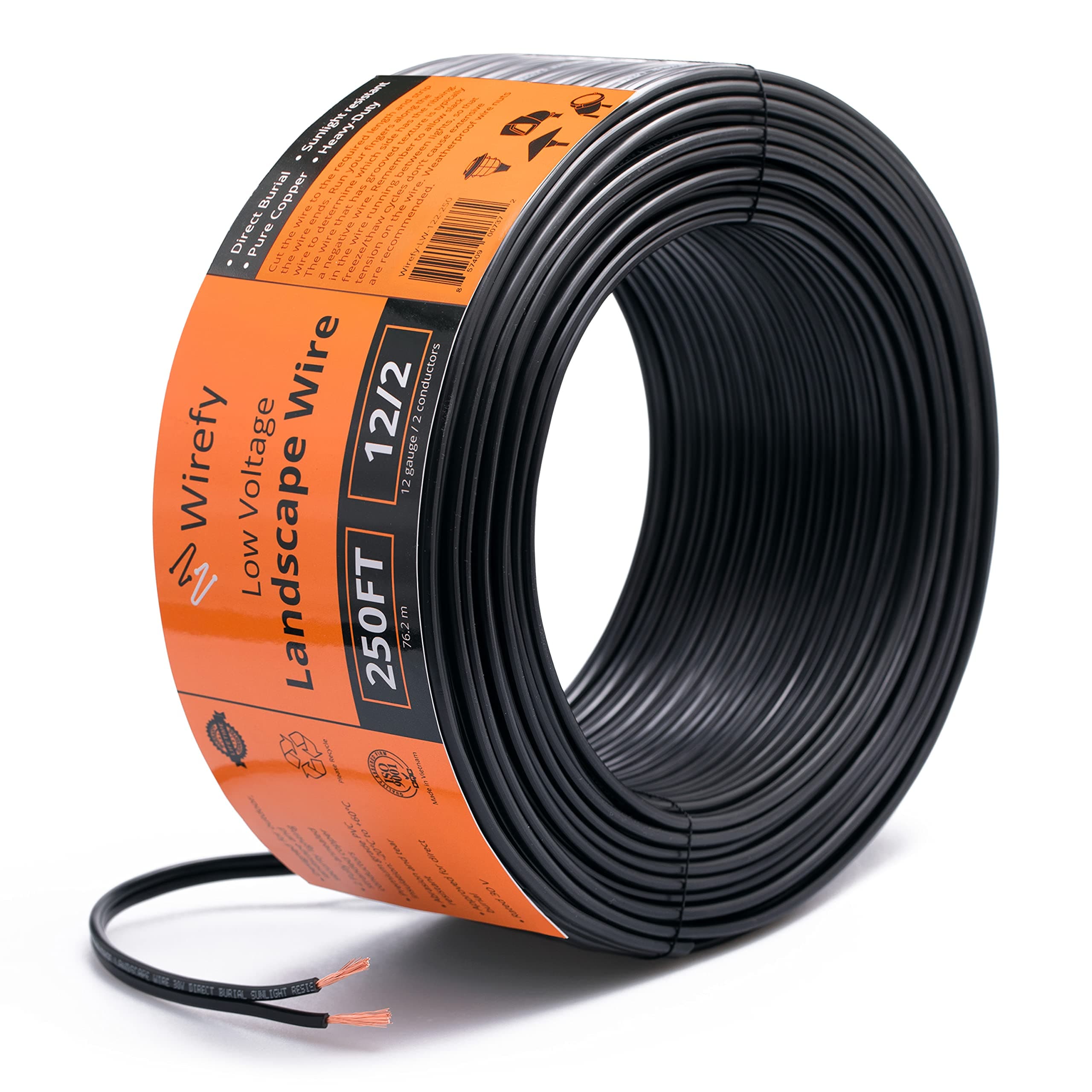 - Wirefy 12/2 Low Voltage Landscape Wire 250 ft | Low Voltage Landscape Lighting Wire | Pure Copper | Outdoor Direct Burial | 12-Gauge 2-Conductor 250 Feet