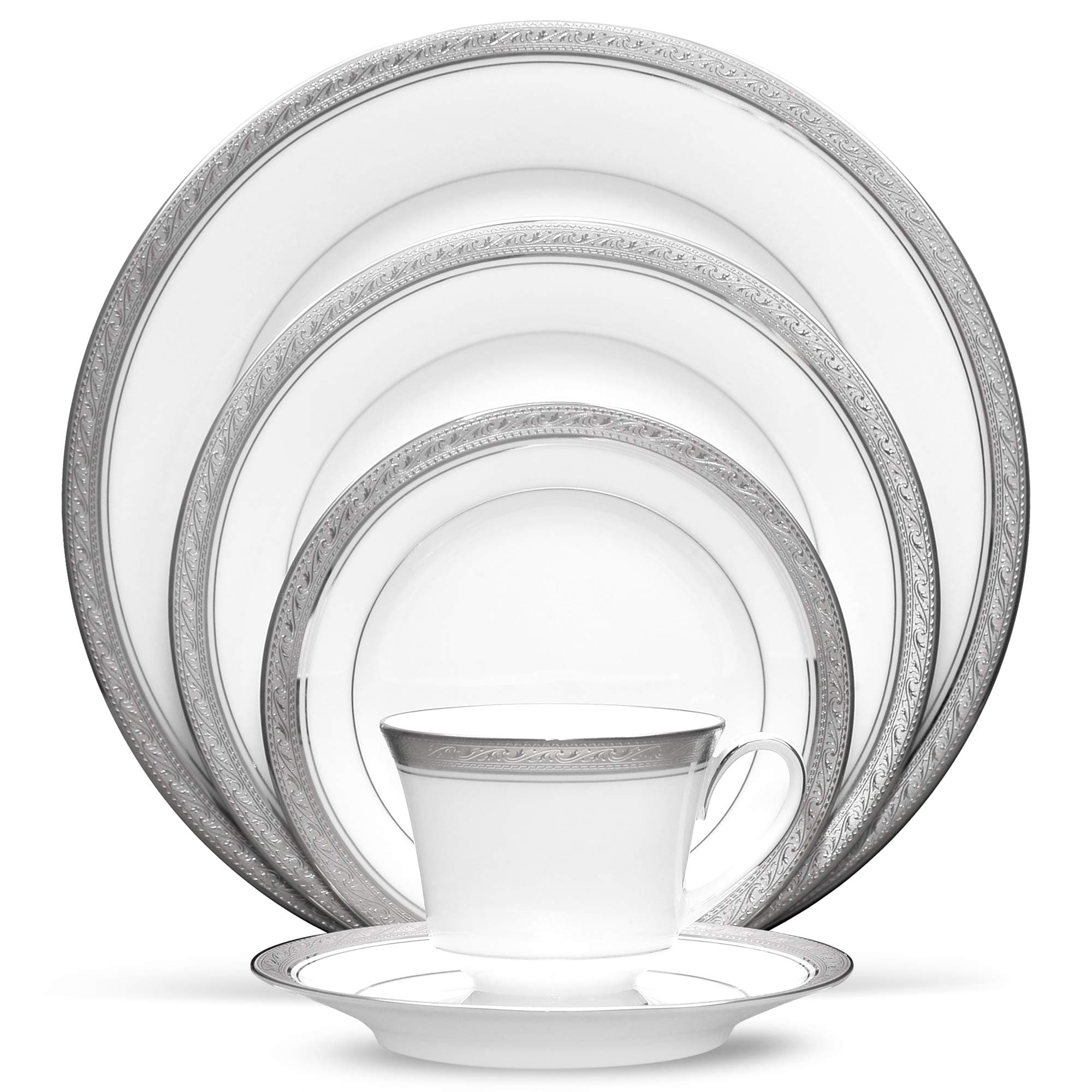 Crestwood Platinum - 5 piece place setting, White, 6" diameter