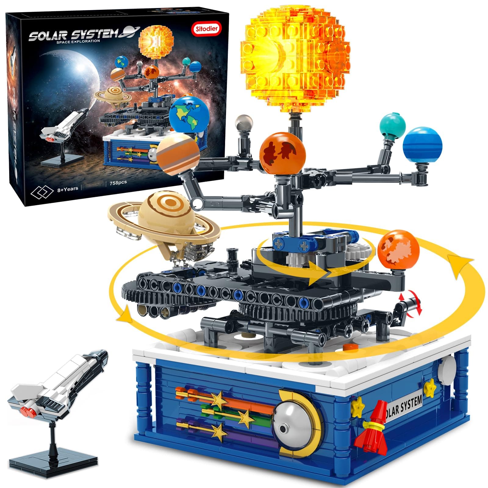 Rotatable Solar System Building Toy, 758pcs Space Exploration Building Blocks Set for Kids 6+ Years Old, Educational Toy Gifts for Boys Girls Ages 8 9 10 11 12 13
