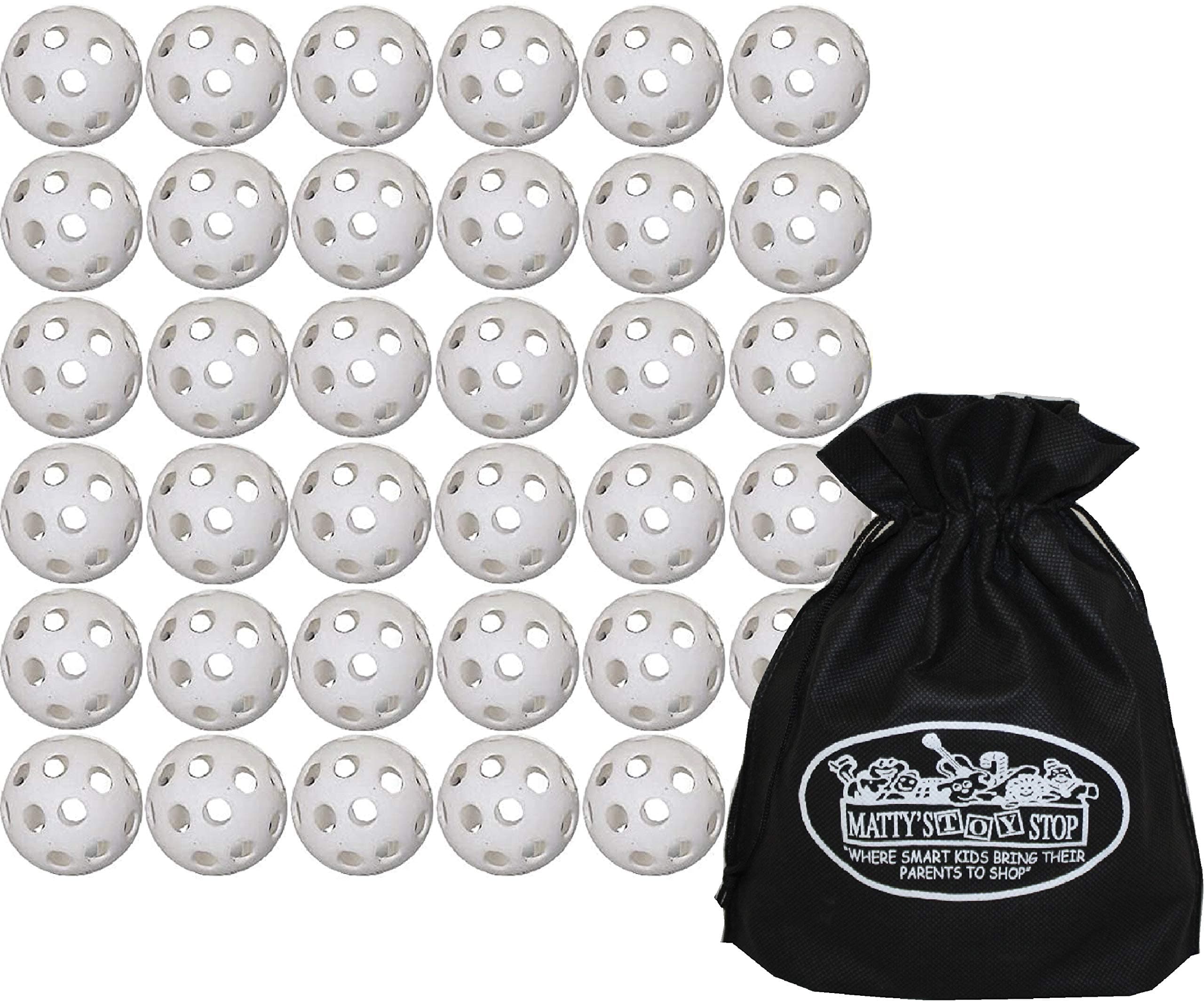 Wiffle Plastic Practice Golf Balls 36 Pack with Exclusive Matty's Toy Stop Storage Bag