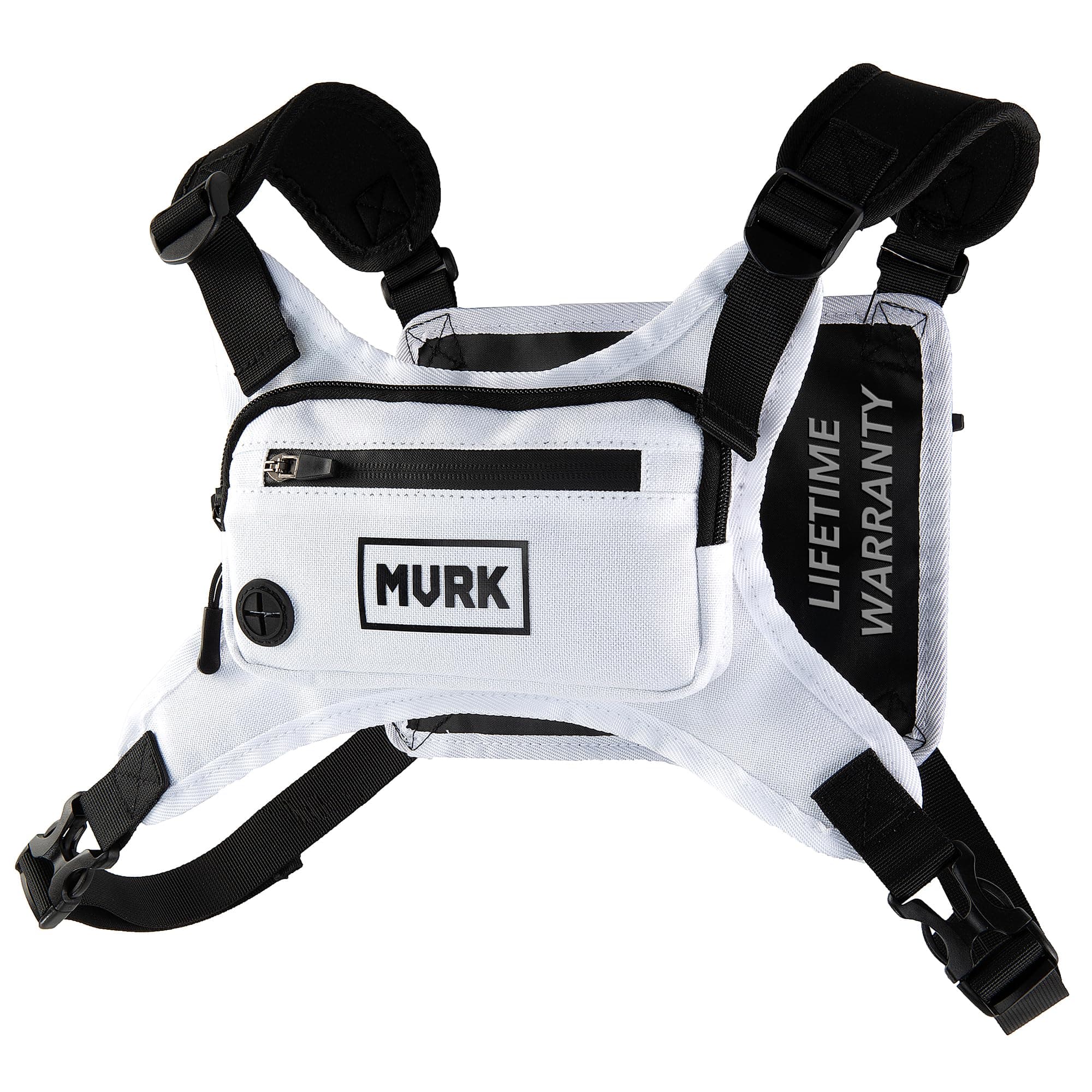 MVRK Water Resistant Chest Pack - Lightweight Running Pack for Workouts, Running Phone Holder with Extra Storage, Minimalist Running Vest, Running Backpack - Chest Bag - Running Belt (White)