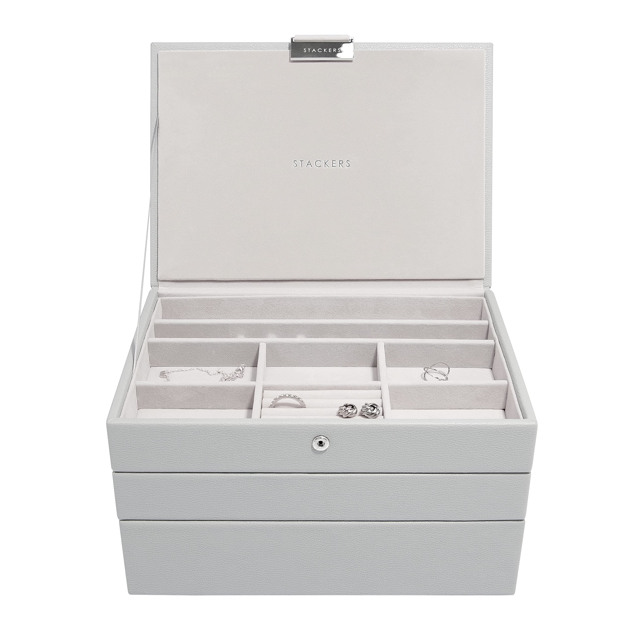 Stackers Pebble Grey Classic Medium Jewellery Box - Set of 3
