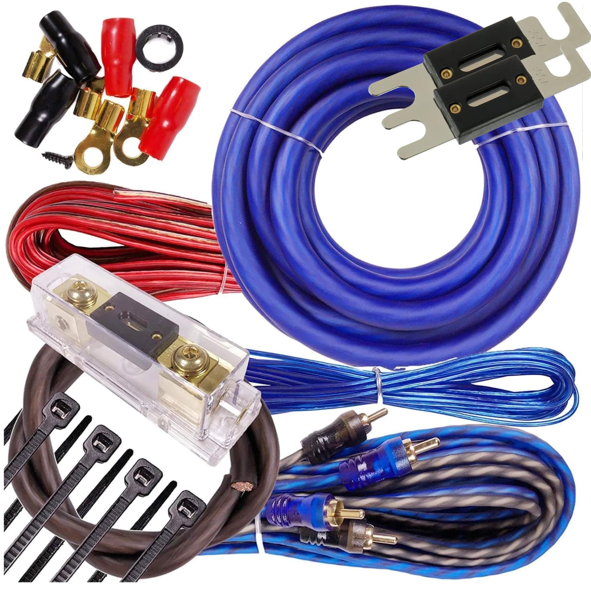 Complete 3000W Gravity 4 Gauge Amplifier Installation Wiring Kit Amp Pk2 4 Ga Blue - for Installer and DIY Hobbyist - Perfect for Car/Truck/Motorcycle/Rv/ATV