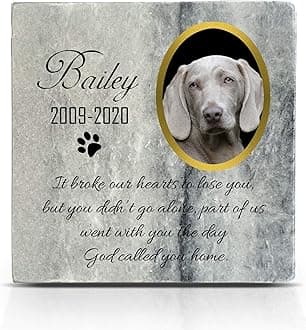 Personalized Memorial Grey Marble Natural Stone Plaque for Pet Cat Dog Frame Paw Grave Marker - Photo - Size | 4" x 4" or 10 x 10 cm|