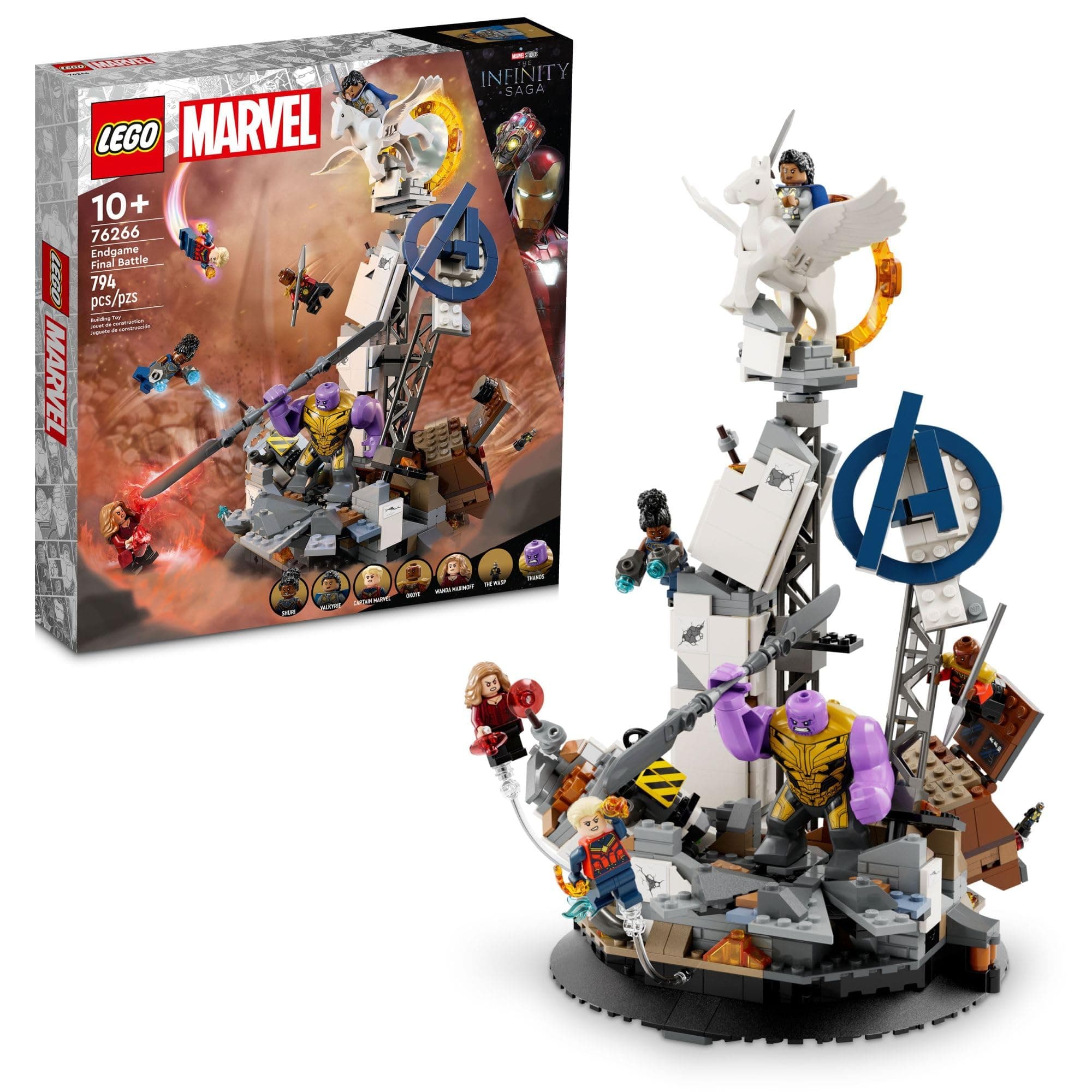 LEGO Marvel End Game Final Battle Avengers Model Building and Display Collectible Marvel Playset with 6 Minifigures Gift Ideas for Captain Marvel, Shuri, Wanda Maximov, Marvel Fans 76266