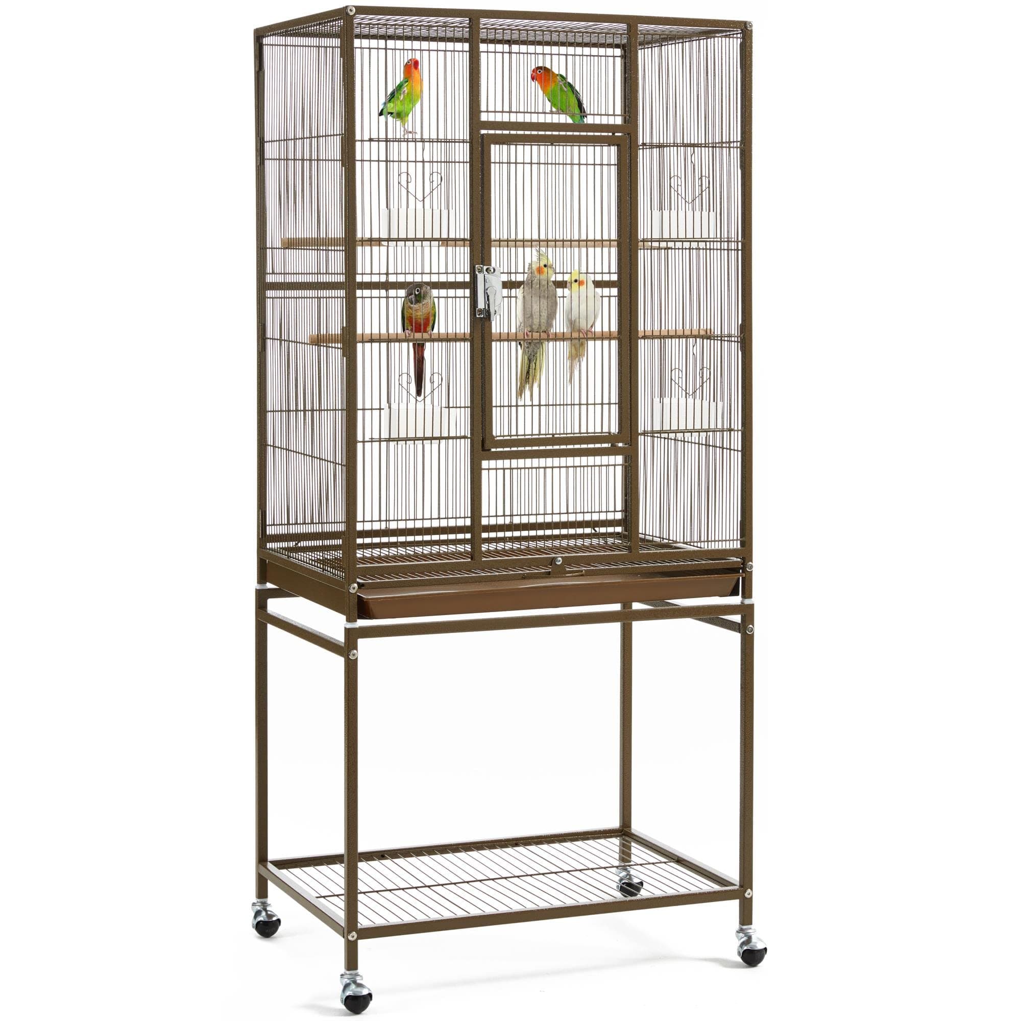 Yaheetech Wrought Iron Standing Large Parrot Parakeet Flight Bird Cage with Stand for Small Parrot Cockatiel Sun Parakeet Green Cheek Conure Lovebird Budgie Finch Canary, Palmer Green