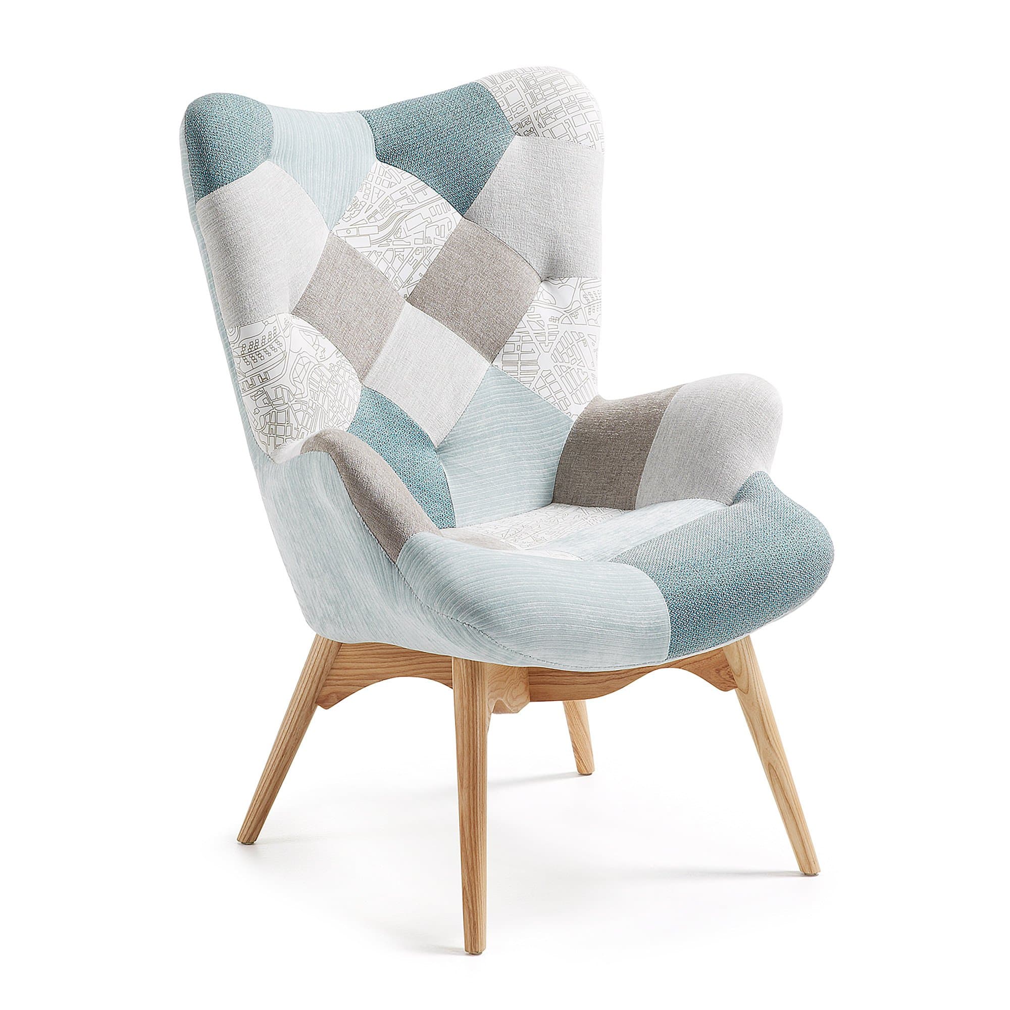 kavehome Armchair Kody Patchwork, Blue