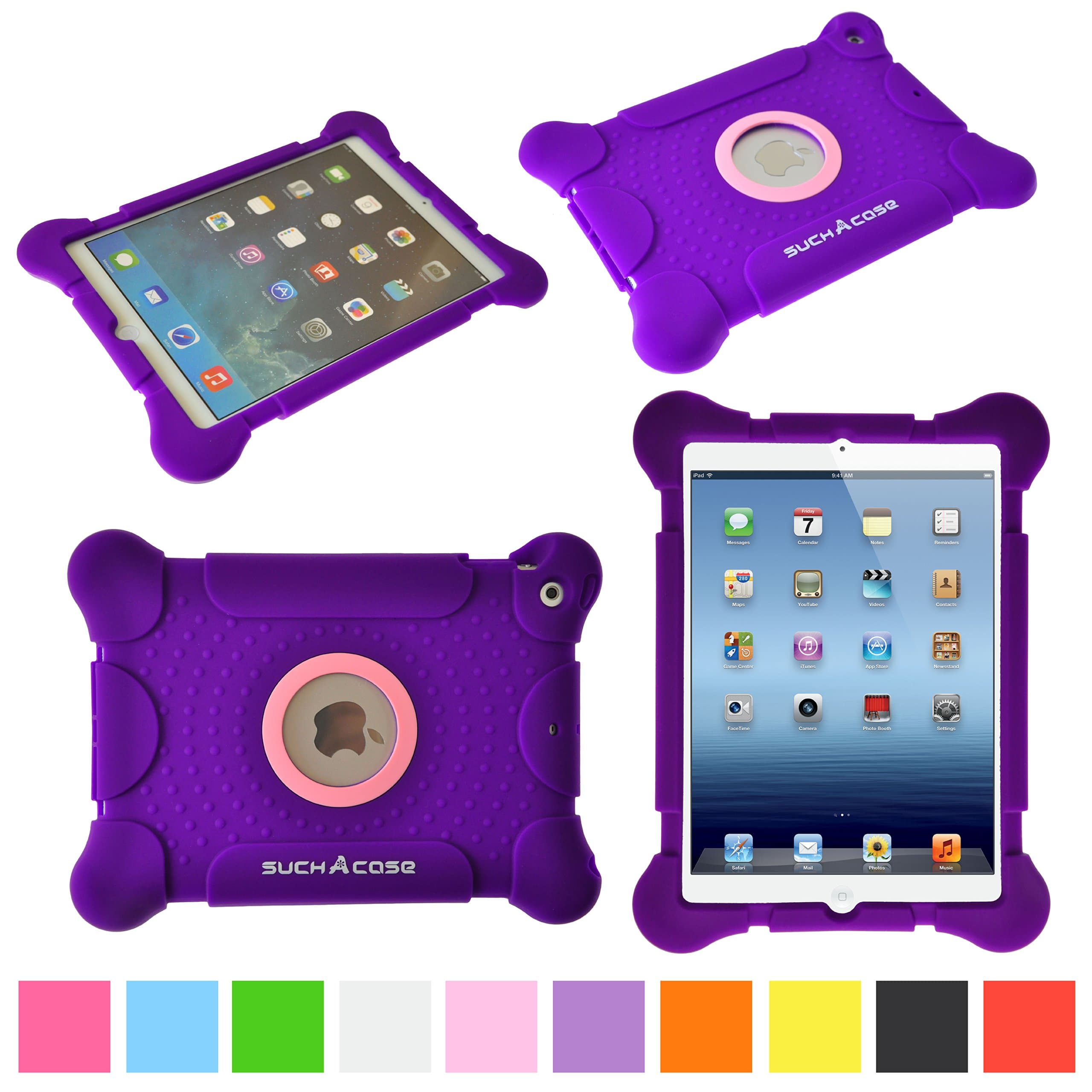 suchAcase Kids Friendly Child Safe Light Weight Protective Silicone Case for Apple iPad 2 3 4 (Purple)