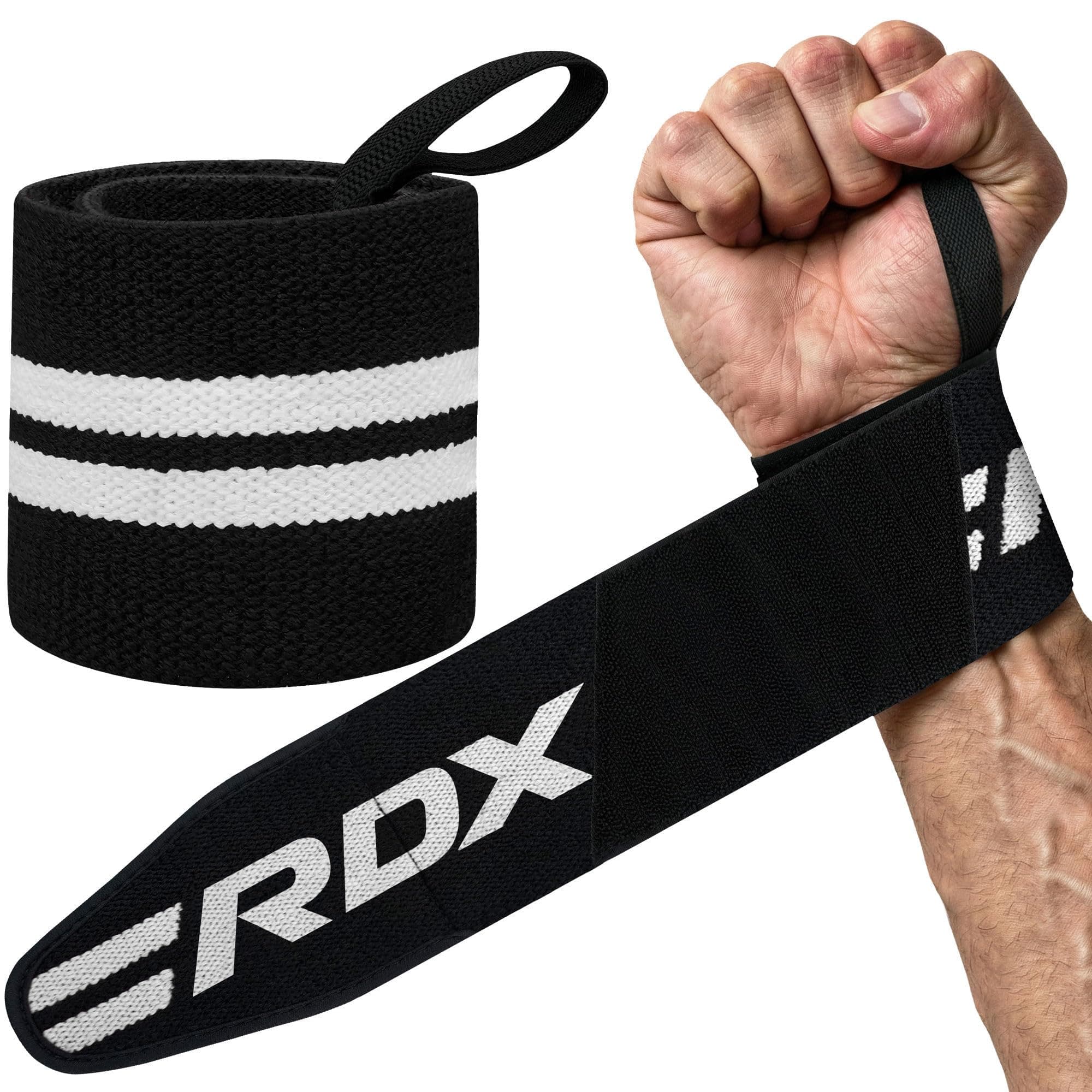 Weight Lifting Wrist Wraps Support, IPL USPA Approved, Elasticated Pro 18” Cotton Straps, Thumb Loop, Powerlifting Bodybuilding Fitness Strength Gym Training WOD Workout, Gymnastics Calisthenics