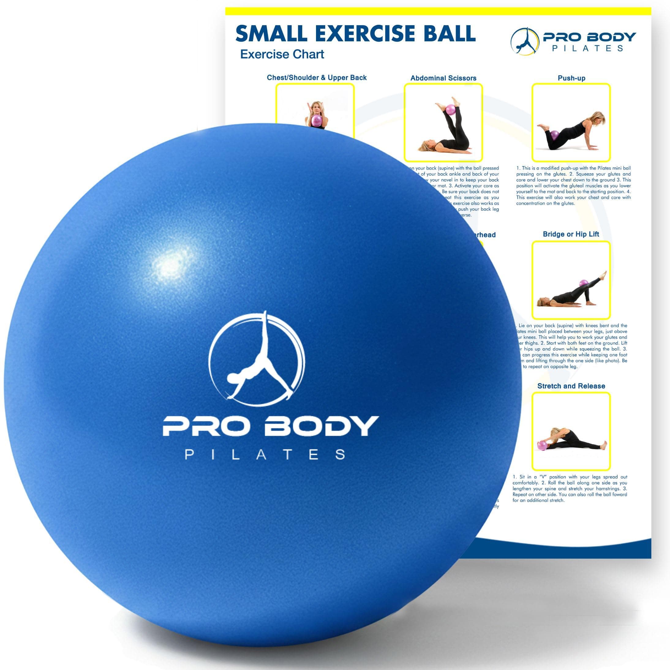 ProBody Pilates Small Exercise Ball - 9 Inch Workout Ball for Stability, Barre, Yoga, Core & Physical Therapy