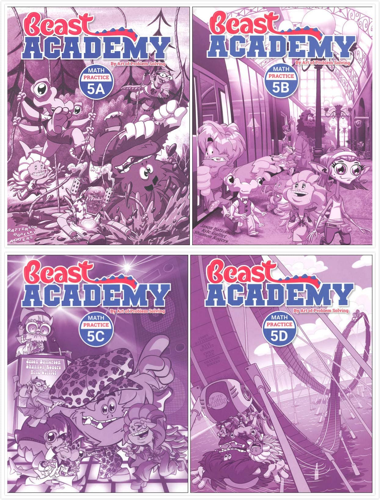 NEW - Art of Problem Solving: Beast Academy Grade 5 Practice Workbook Set (4 Books) - Practice 5A, 5B, 5C, 5D