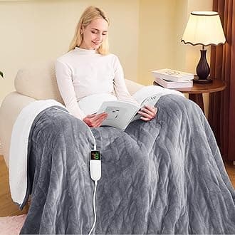 greenoak Heated Blanket Electric Full 72"X84", Heating Blanket with 10 Heat Levels 1/2/4/6/8 Hours Auto-off Overheat Protection, Flannel Sherpa Soft Warm Heater Blanket, ETL Certified Misty Grey