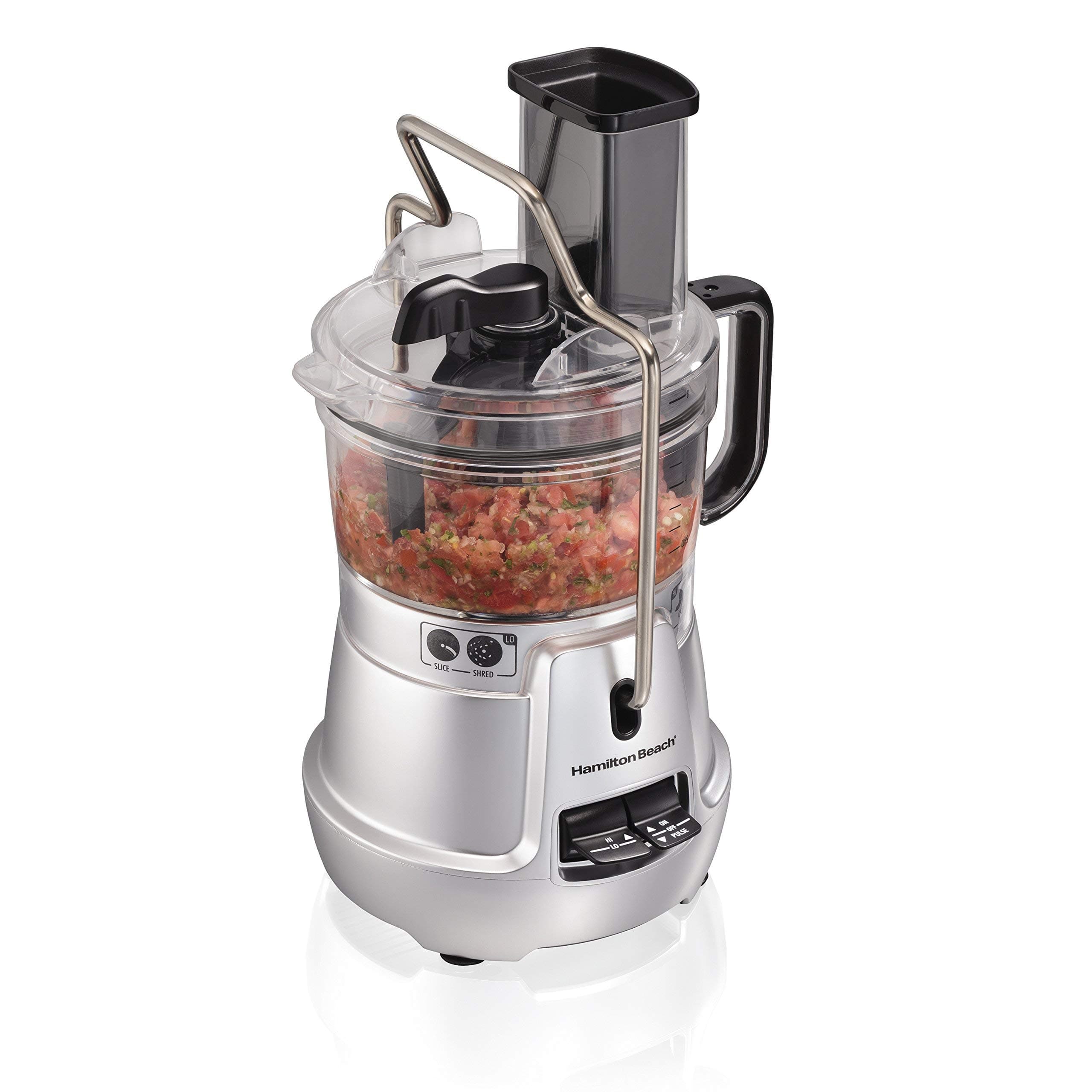 Stack & Snap 8-Cup Food Processor & Vegetable Chopper with Adjustable Slicing Blade, Built-in Bowl Scraper & Storage Case, Silver (70820)
