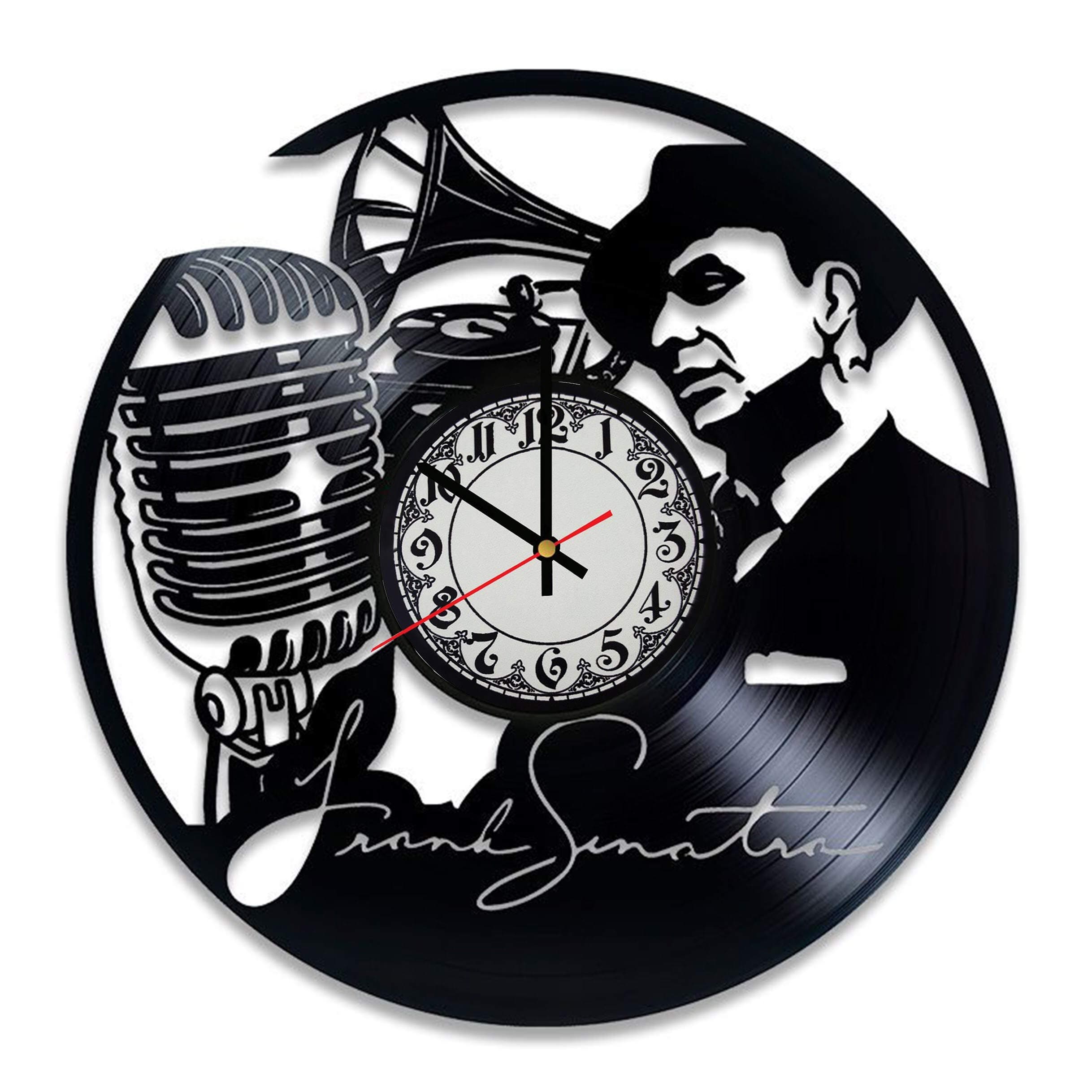 Frank Sinatra Wall Clock Vinyl Wall Clock Art Gift Room Modern Home Record Vintage Decoration Gift for Fans Frank Sinatra Home & Office Bedroom Nursery Room Wall Decor