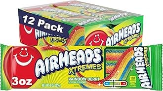 Xtremes Belts, Rainbow Berry Flavor, Easter Candy, Easter Basket Essentials Stuffers for Kids and Adults, Chewy, 3 Ounces (12-Pack)