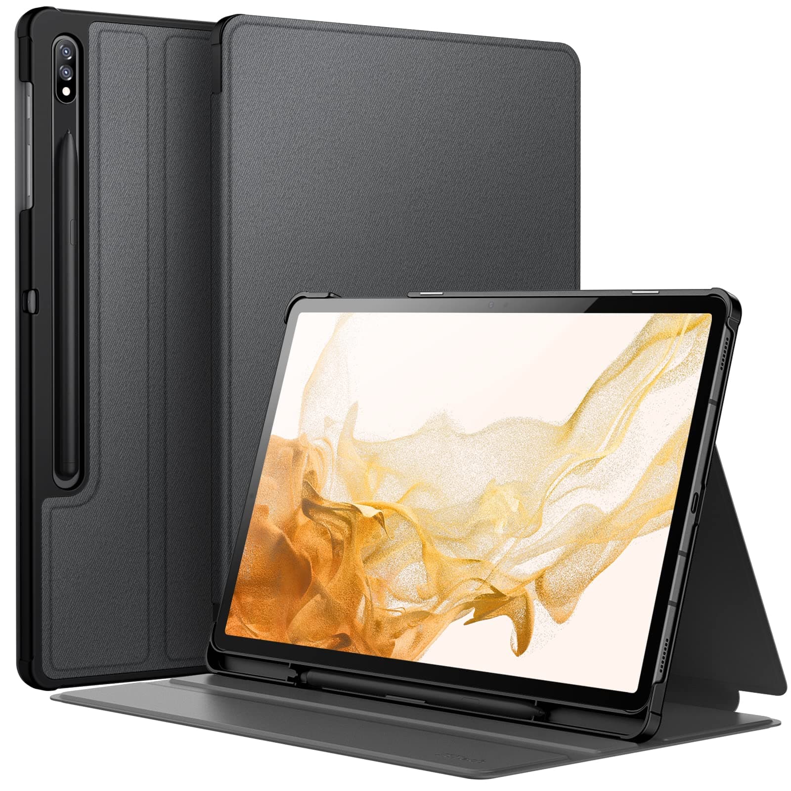 – Case for Samsung Galaxy Tab S8 Plus 2022 / S7 FE 2021 / S7 Plus 2020 12.4-Inch with S Pen Holder, Slim Folio Stand Protective Tablet Cover, Multi-Angle Viewing (Black)