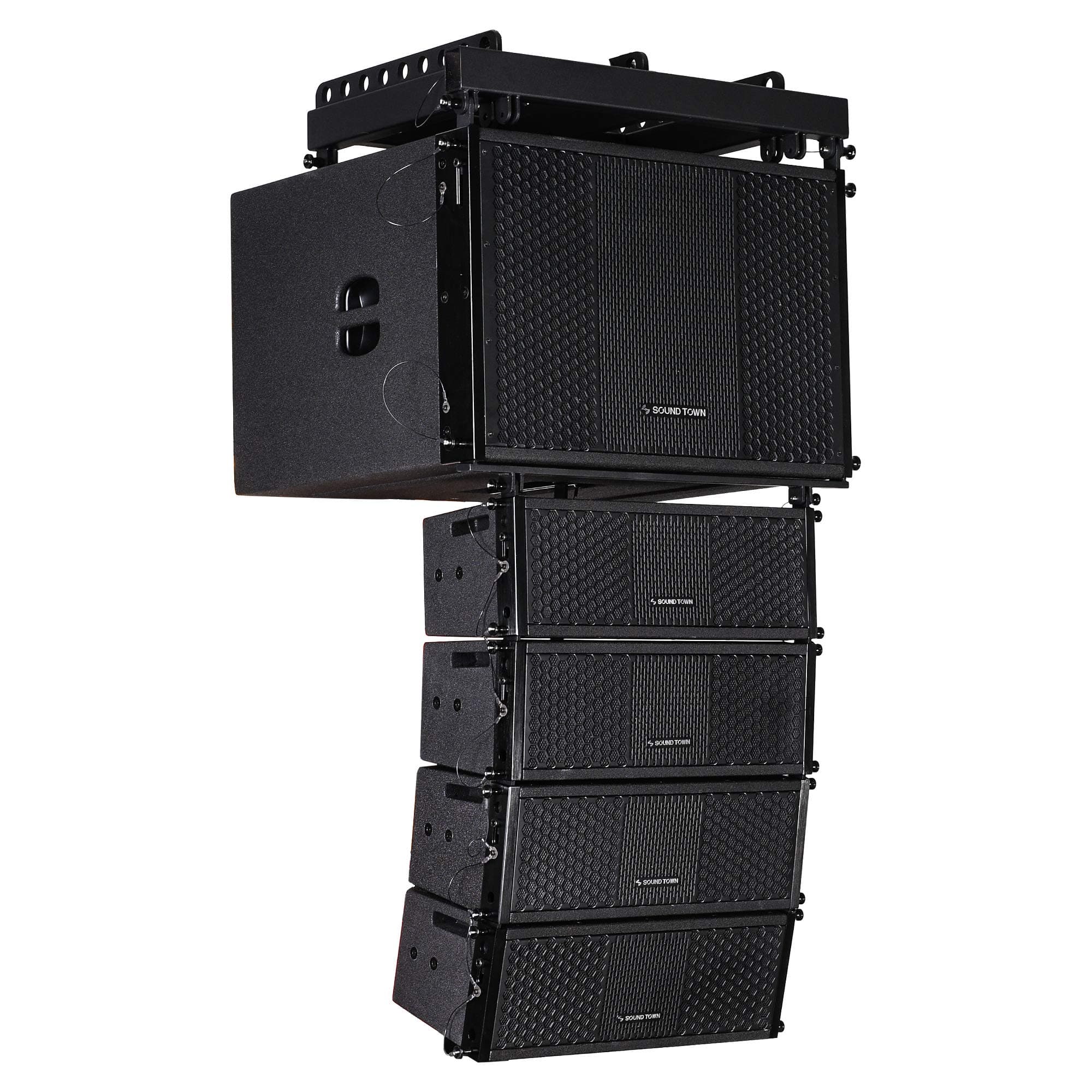 ZETHUS Series Line Array Speaker System with One 15-inch Line Array Subwoofer, Four Compact 2 X 5-inch Line Array Speakers, Black