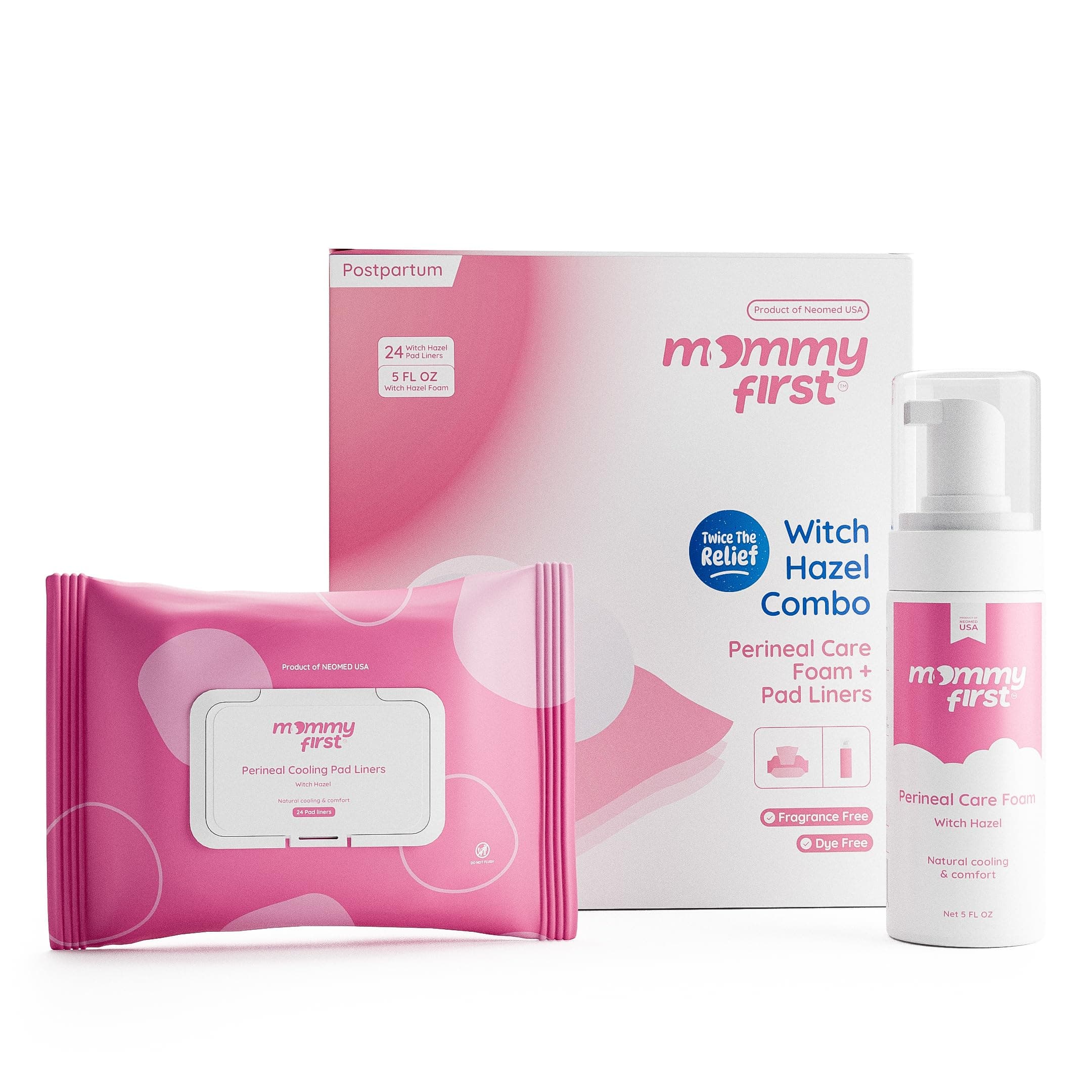 Witch Hazel Postpartum Healing Foam + Perineal Cooling Liners Bundle | Postpartum Essentials | Hemorrhoid Relief | 24 Witch Hazel Liners + 5oz Foam Spray | Soothe & Heal After Childbirth