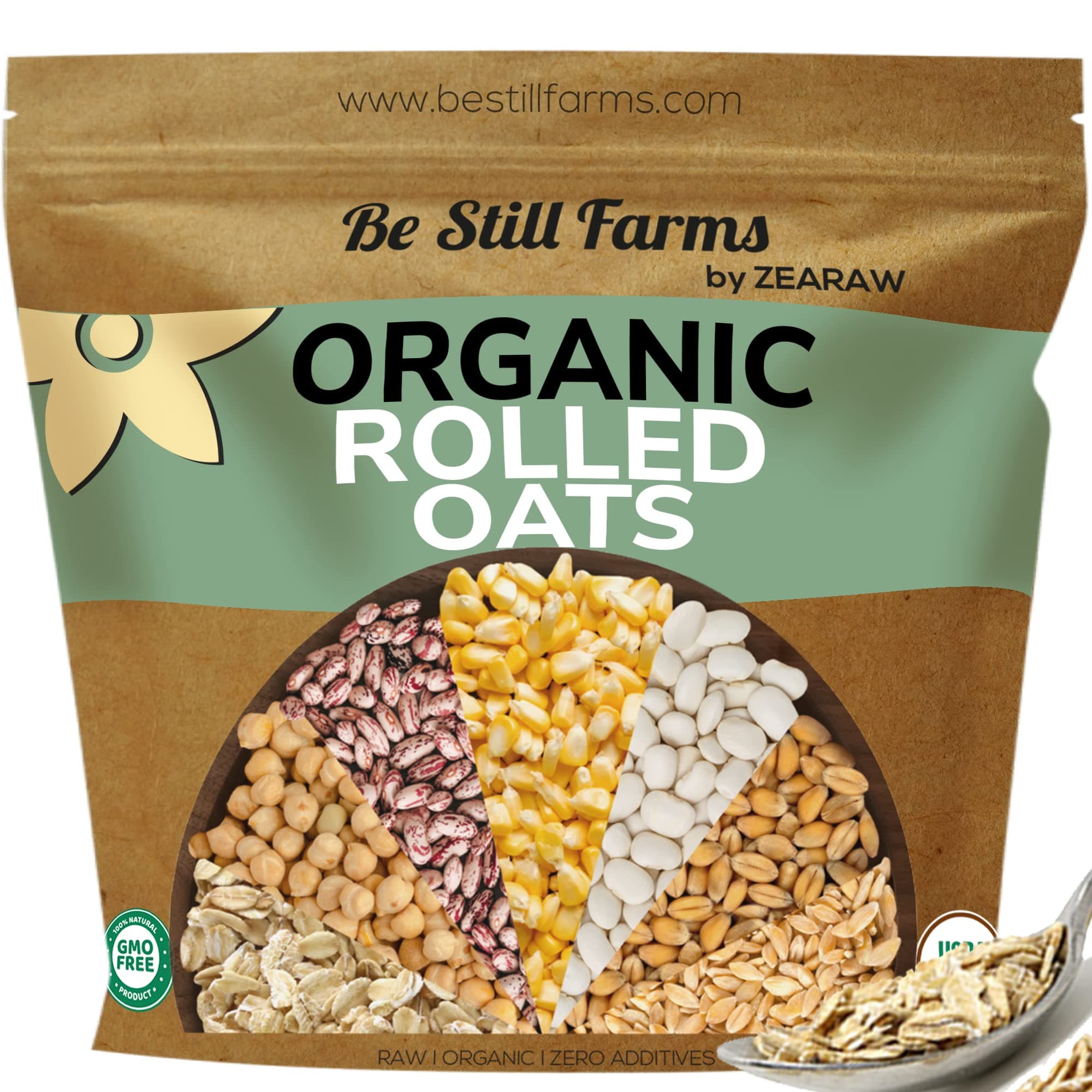 Organic Oatmeal Regular Rolled Oats - Old Fashioned Oat Bulk (4.8 lb) Be Still Farms - 100% Whole Grain | High in Fiber & Protein | USA Grown | USDA Certified | Vegan | Non-GMO | Sugar-Free