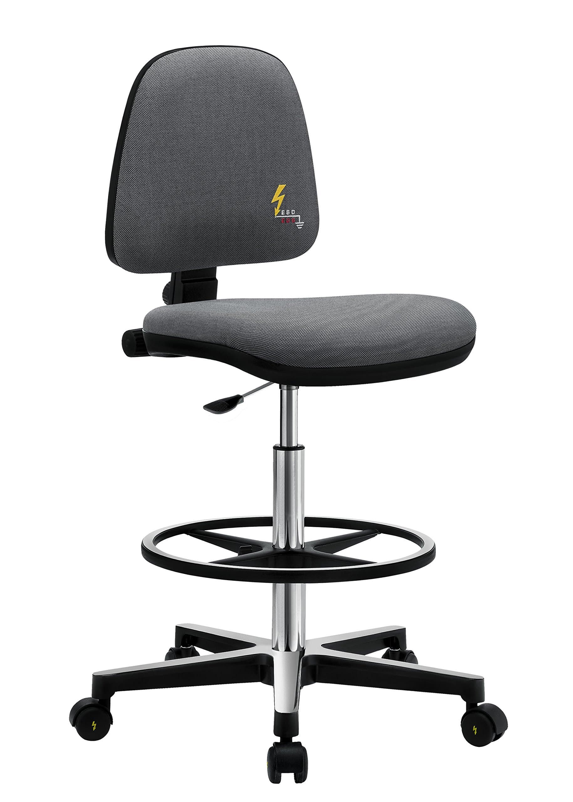 Height adjustable, ESD anti-static laboratory stool. Made in Italy
