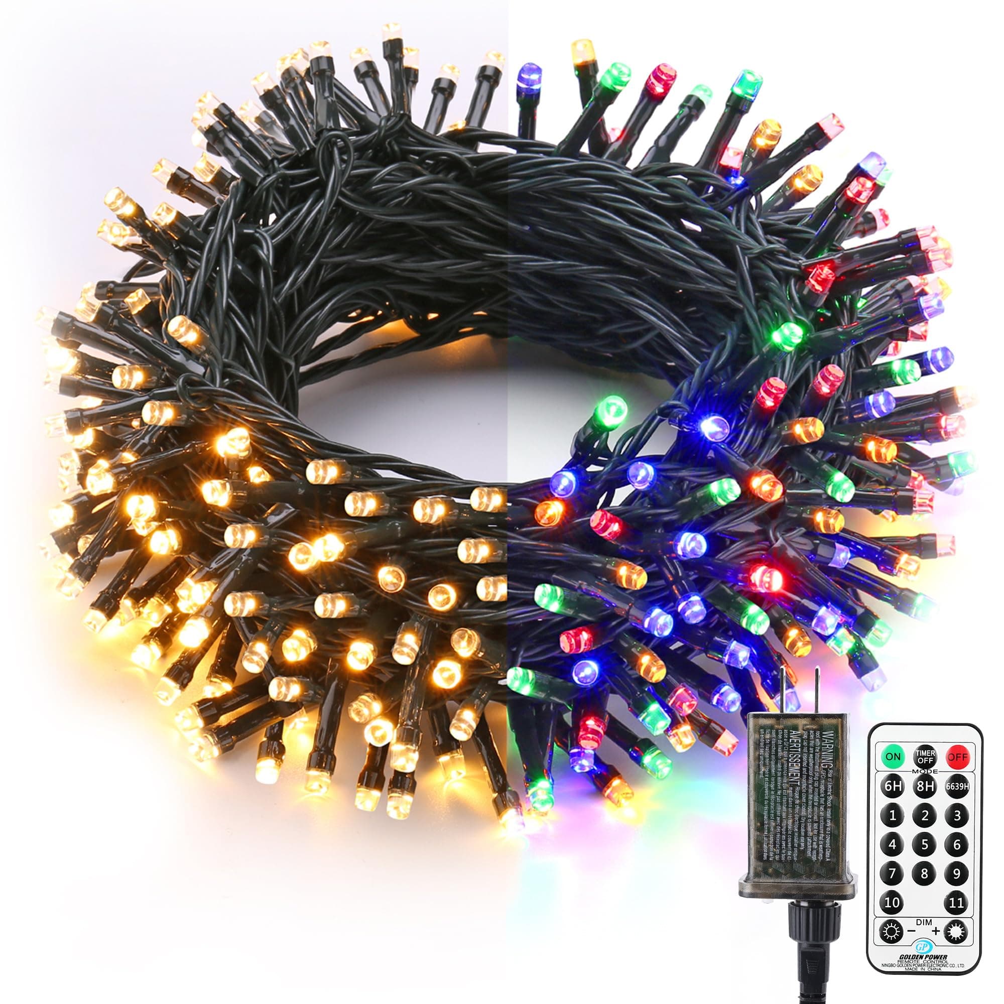 Brizled Christmas Lights, 65.67ft 200 LED Color Changing Tree Lights 11-Function Warm White & Multicolored Christmas Lights Remote, Connectable Mini Lights Set Decorative Lights String for Xmas Party