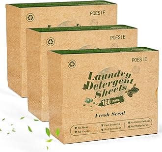 Poesie Laundry Detergent Sheets 3 Pack 480 Sheets 240 Loads Eco-friendly Laundry Detergent for Travel Home Save Space Portable Laundry Strips Hypoallergenic Concentrated Soap Sheets Washing HE Fresh