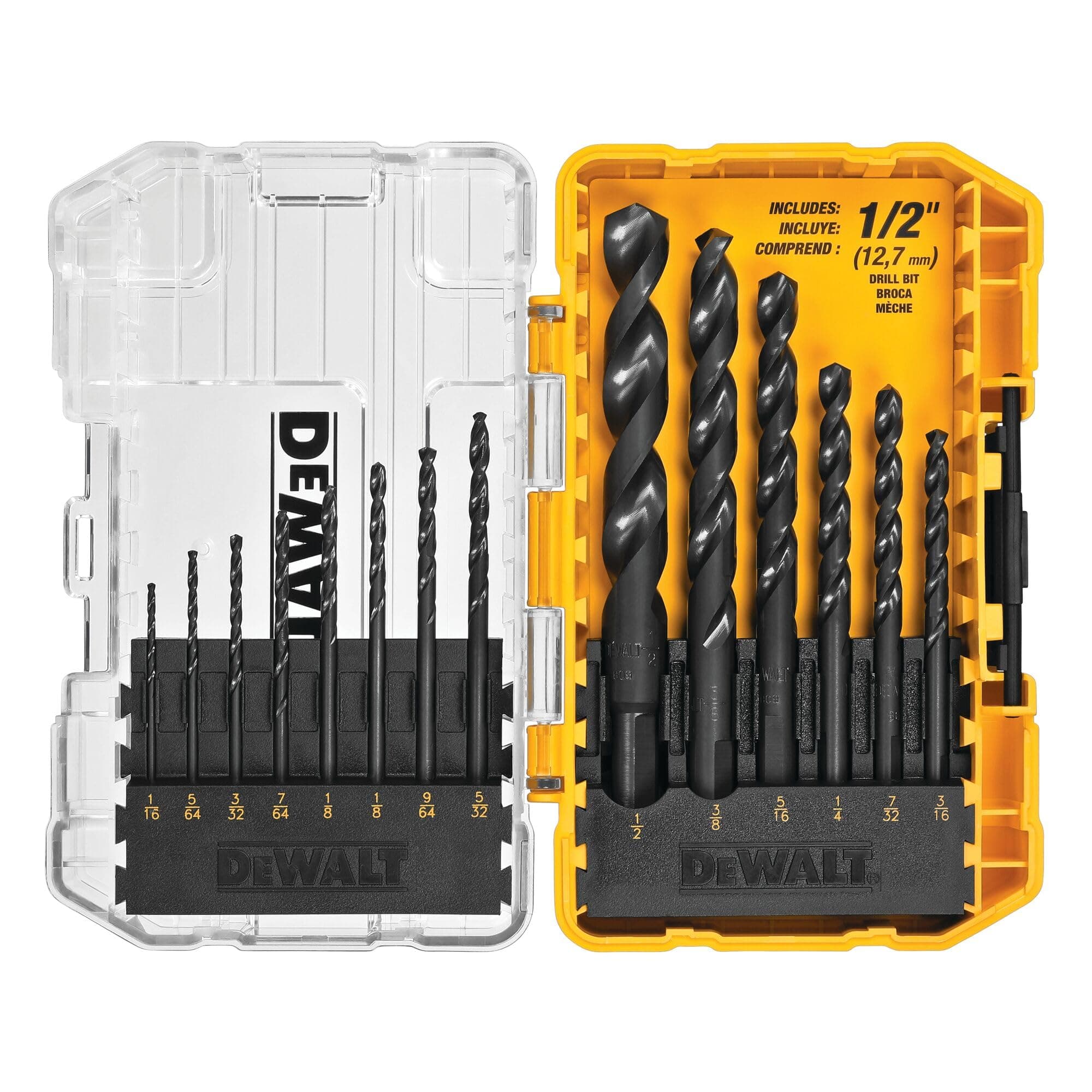 Drill Bit Set, 14-Piece, 135 Degree Split Point, For Plastic, Wood and Metal (DWA1184)