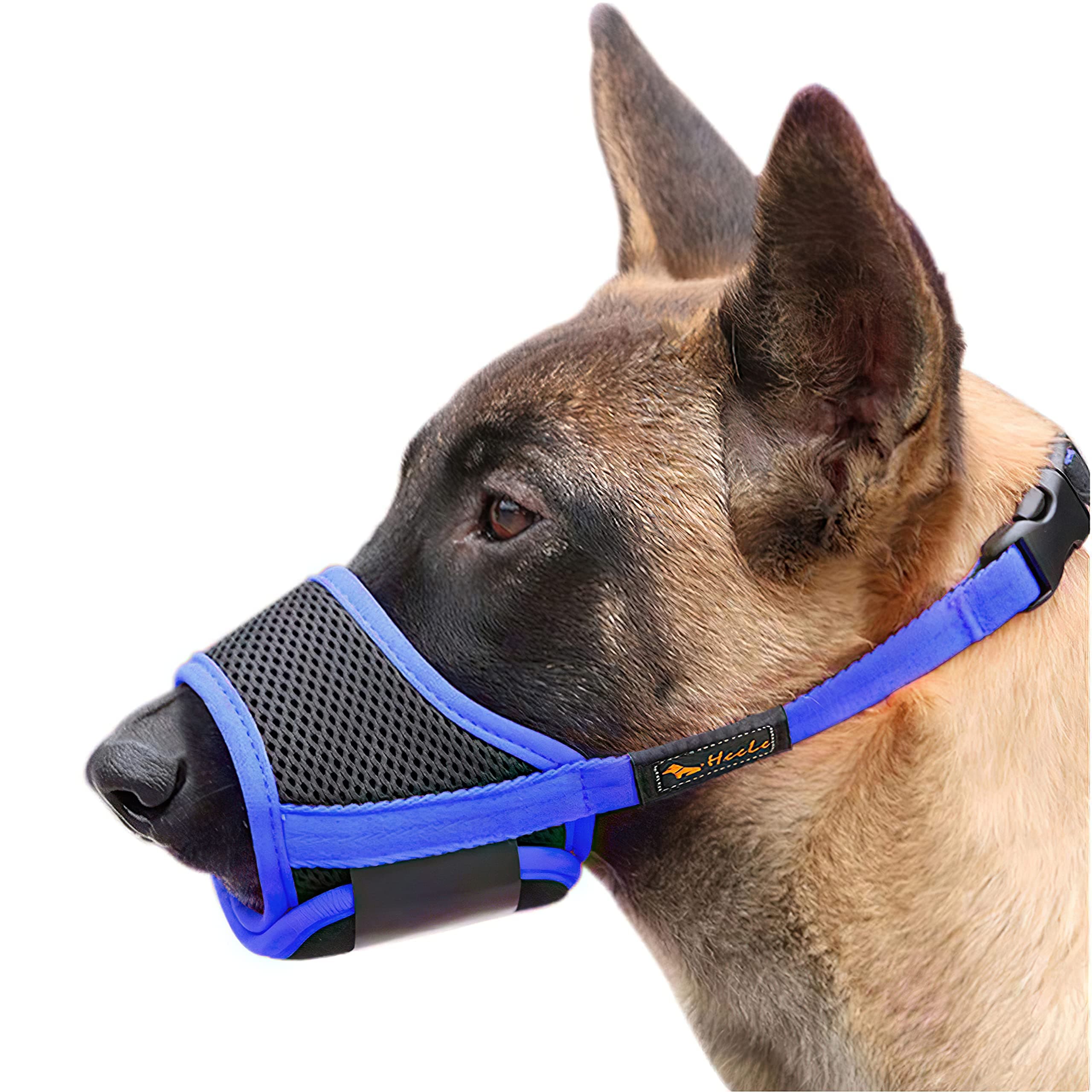 HEELE Dog Muzzle Nylon Soft Muzzles Anti-Biting Barking Secure,Mesh Breathable Pets Muzzle for Small Medium Large Dogs 4 Colors 4 Sizes (XL, Blue)