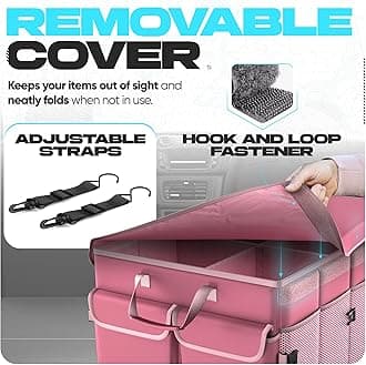 FORTEM Car Boot Organiser, Collapsible Multi Compartment SUV Organizer, Foldable Storage for Car Accessories for Women Men, 600D Oxford, Non Slip Bottom, Securing Straps, Soft Cover (105L)