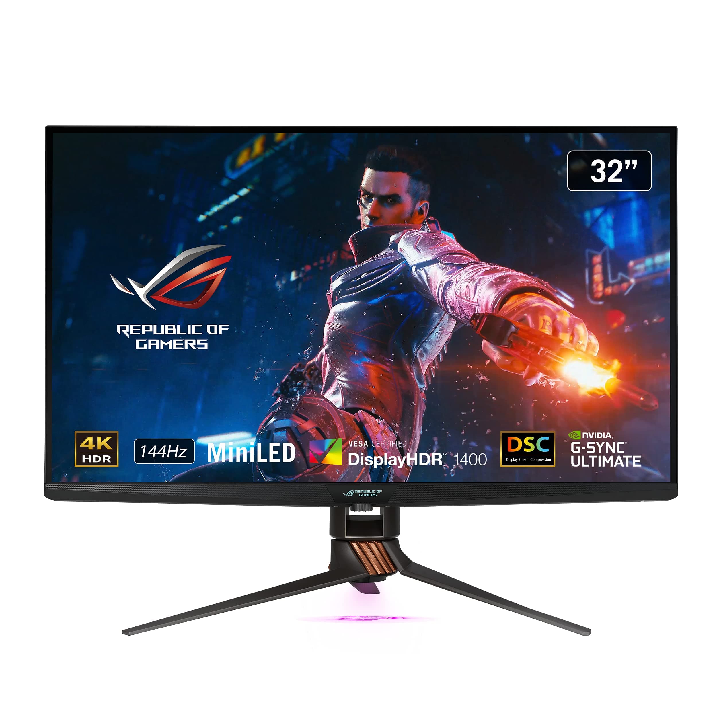 ASUS ROG Swift PG32UQX Mini LED G-SYNC Ultimate Gaming Monitor – 32” 4K, 144 Hz , IPS, 1152-zone Local Dimming, 1400 nits brightness, G-SYNC Ultimate, true 10 bit color, DisplayHDR 1400, quantum dot
