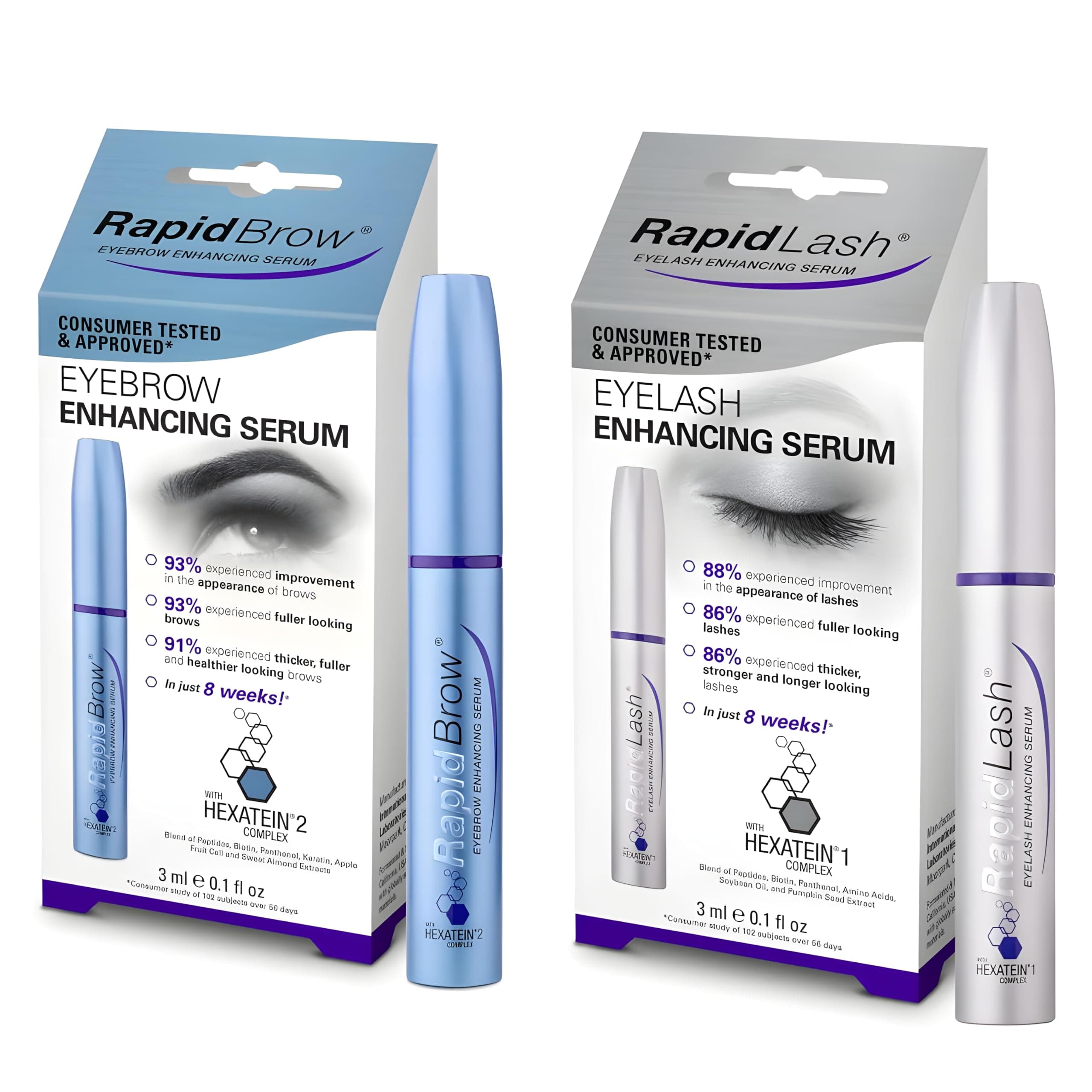 Bundle - 1 x RapidBrow Eyebrow Enhancing Serum & 1 x RapidLash Eyelash Enhancing Serum, 3 ml (Pack of 1)