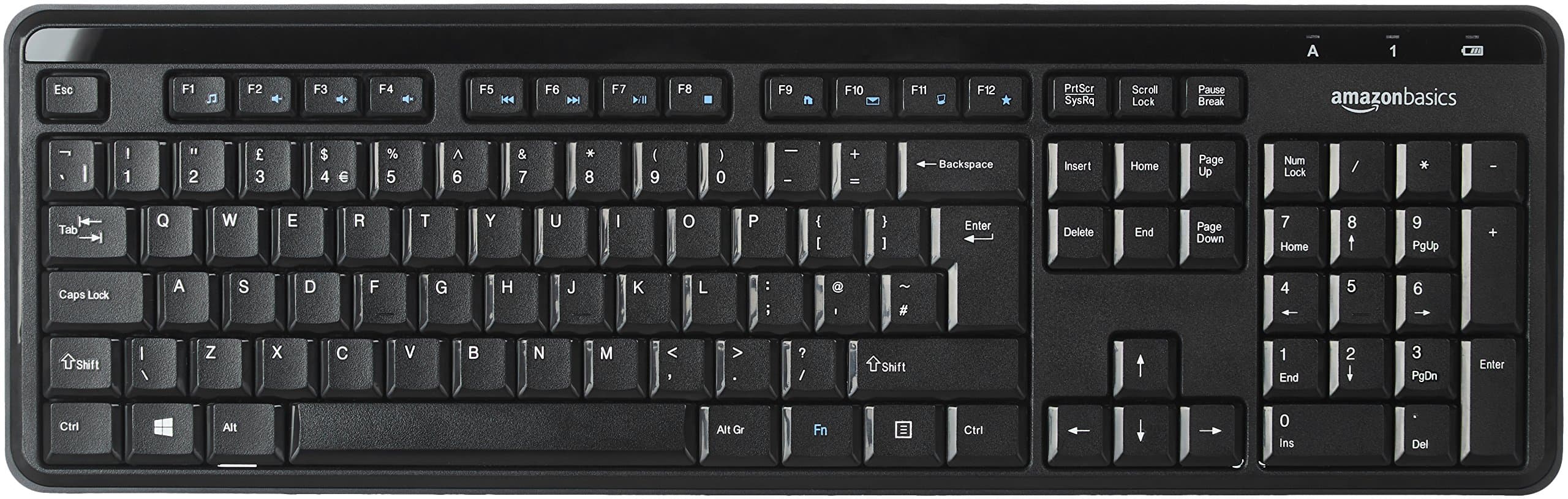 Amazon Basics Wireless Keyboard - Quiet and Compact - UK Layout (QWERTY)