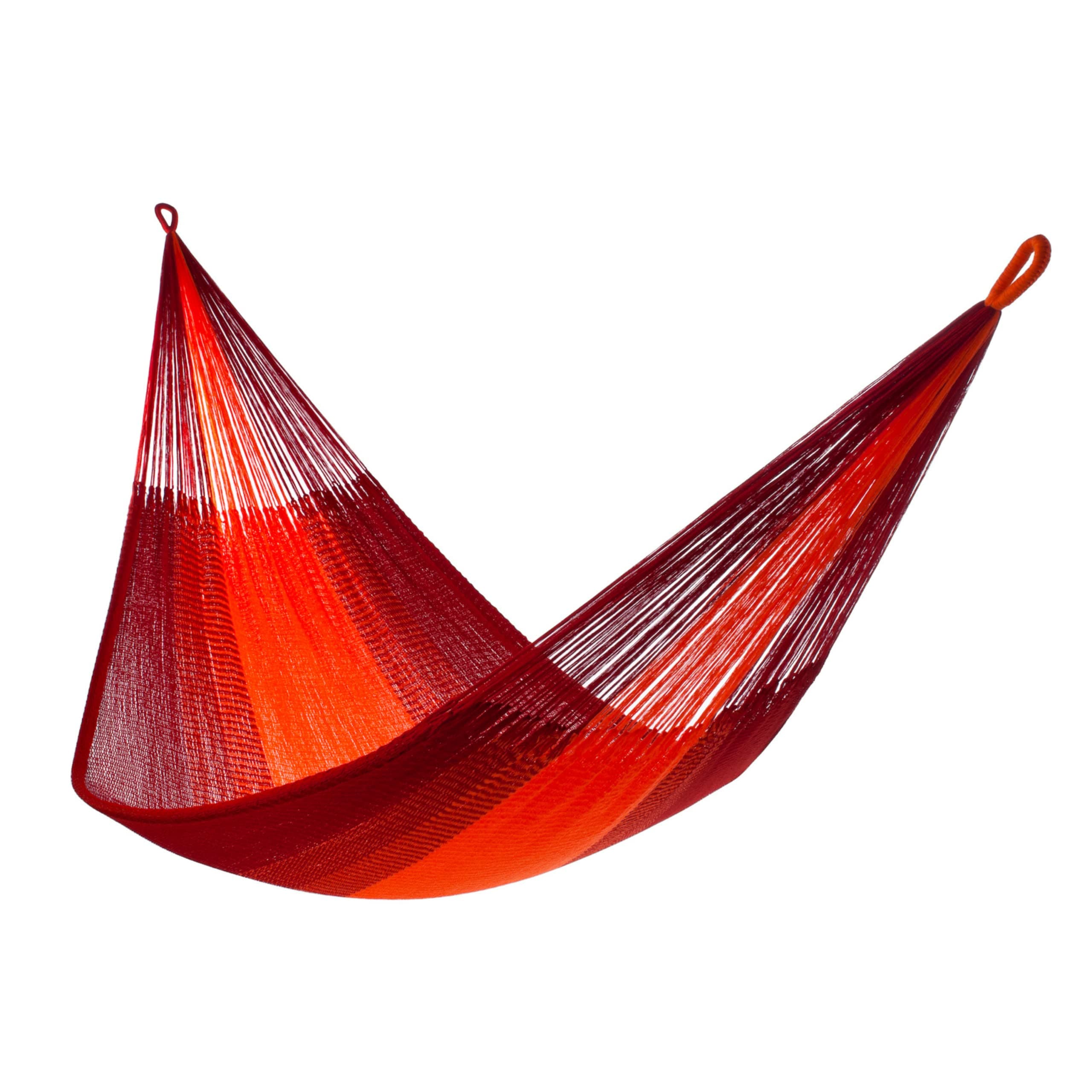 Handwoven Hammock by Yellow Leaf Hammocks - Double Size, Fits 1-2 PPL, 400lb max - Weathersafe, Super Strong, Easy to Hang, Ultra Soft, Artisan Made - Color: Red - Orange