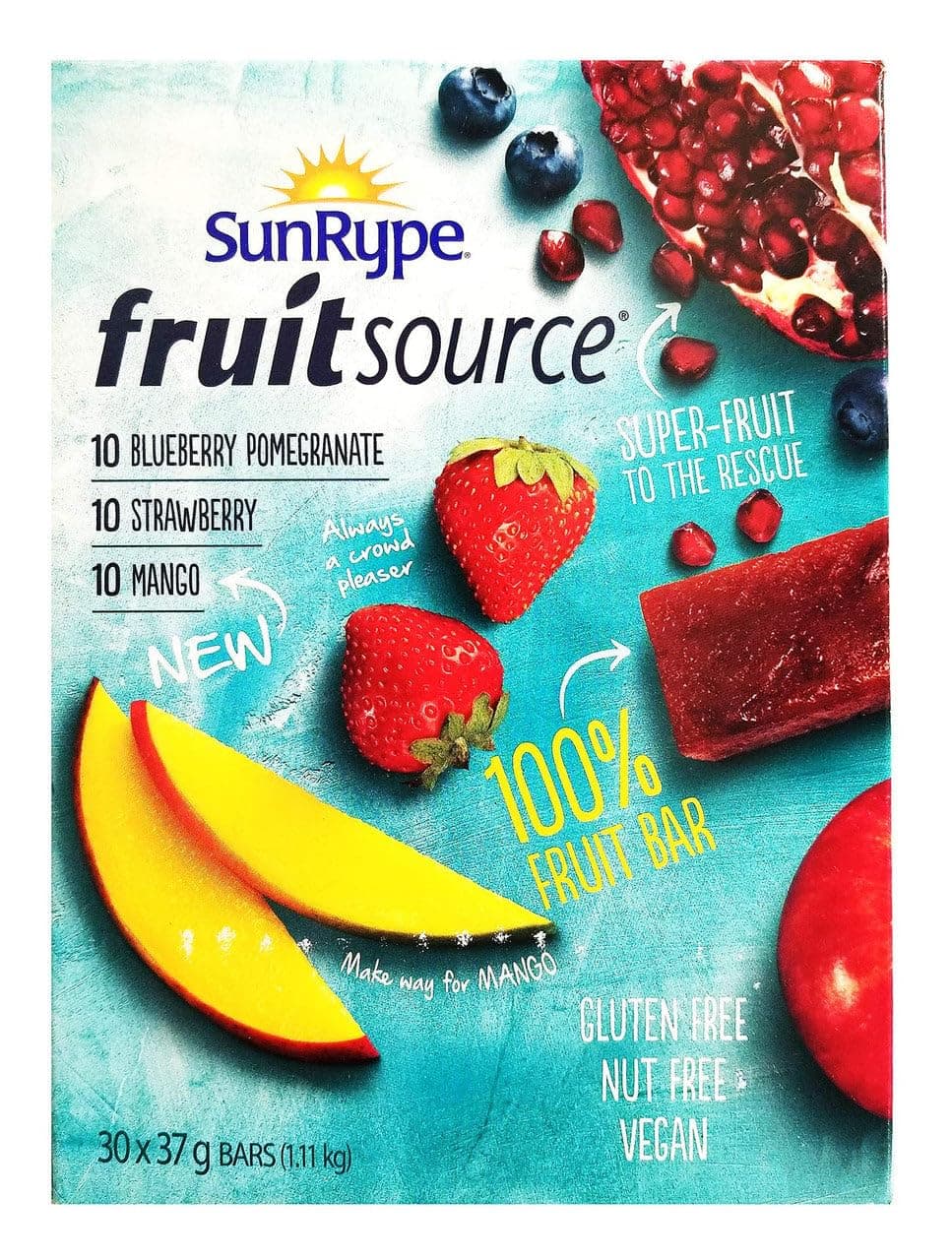 Sunrype Fruit Source - 100% Fruit Bar, 30ct x 37g bars, 3 Flavours, (Imported from Canada)[Amazon-developed Certification] Compact by Design