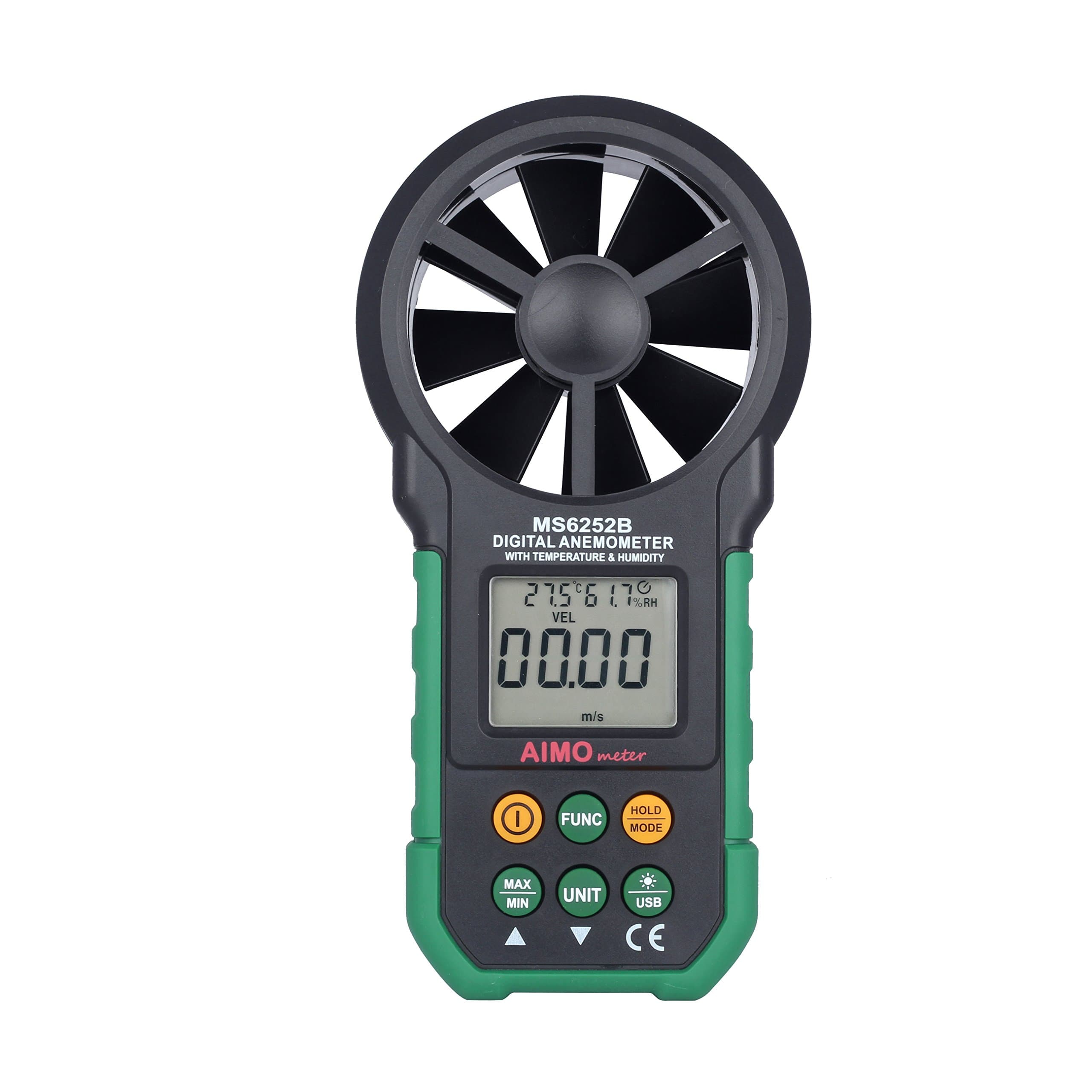 MS6252B Digital Anemometer Temperature Humidity Tester Anemometro Air Flow Meter with USB Real Time Data