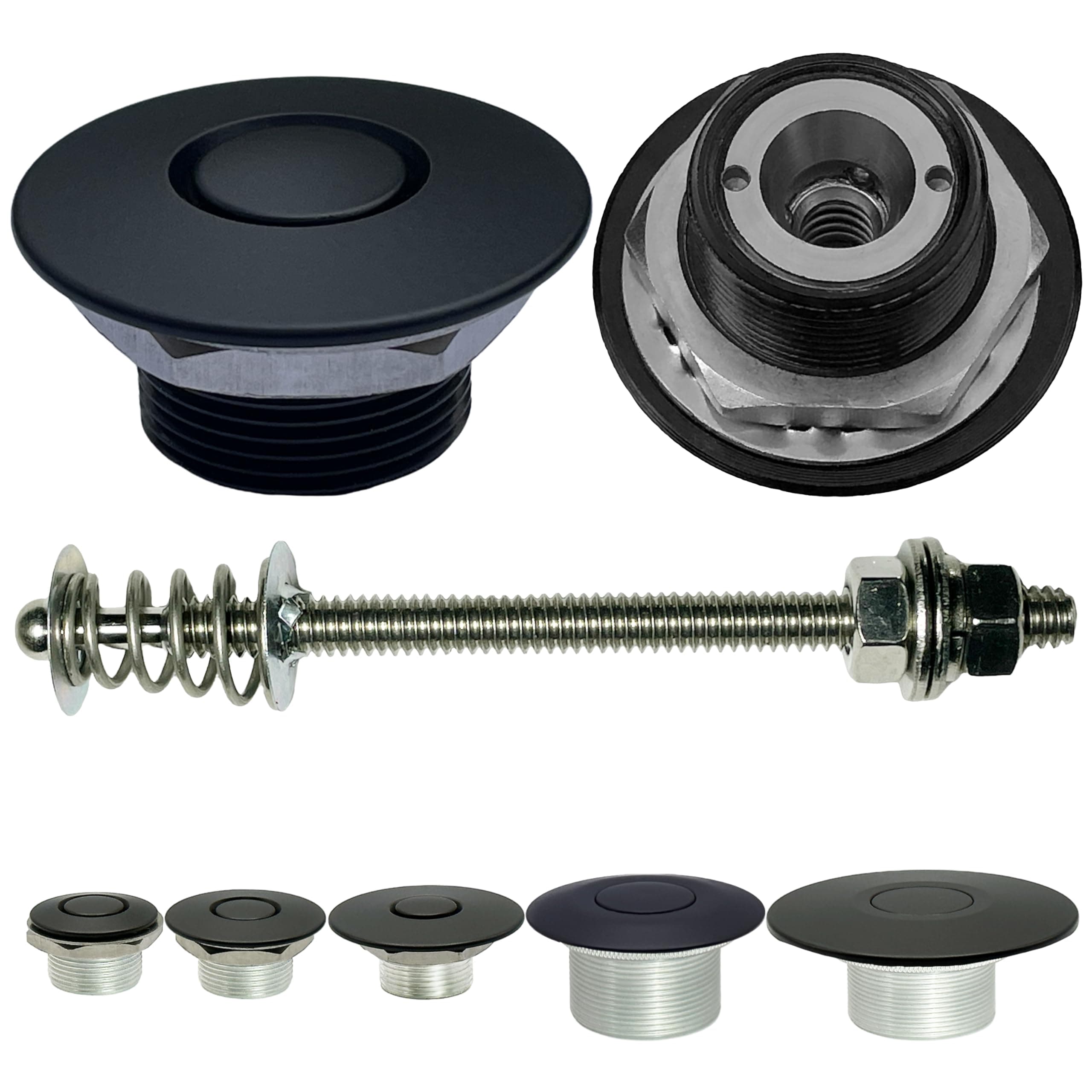 Black 1.25" with 4" Stud Quick Release Latch Hood Pin Made in USA