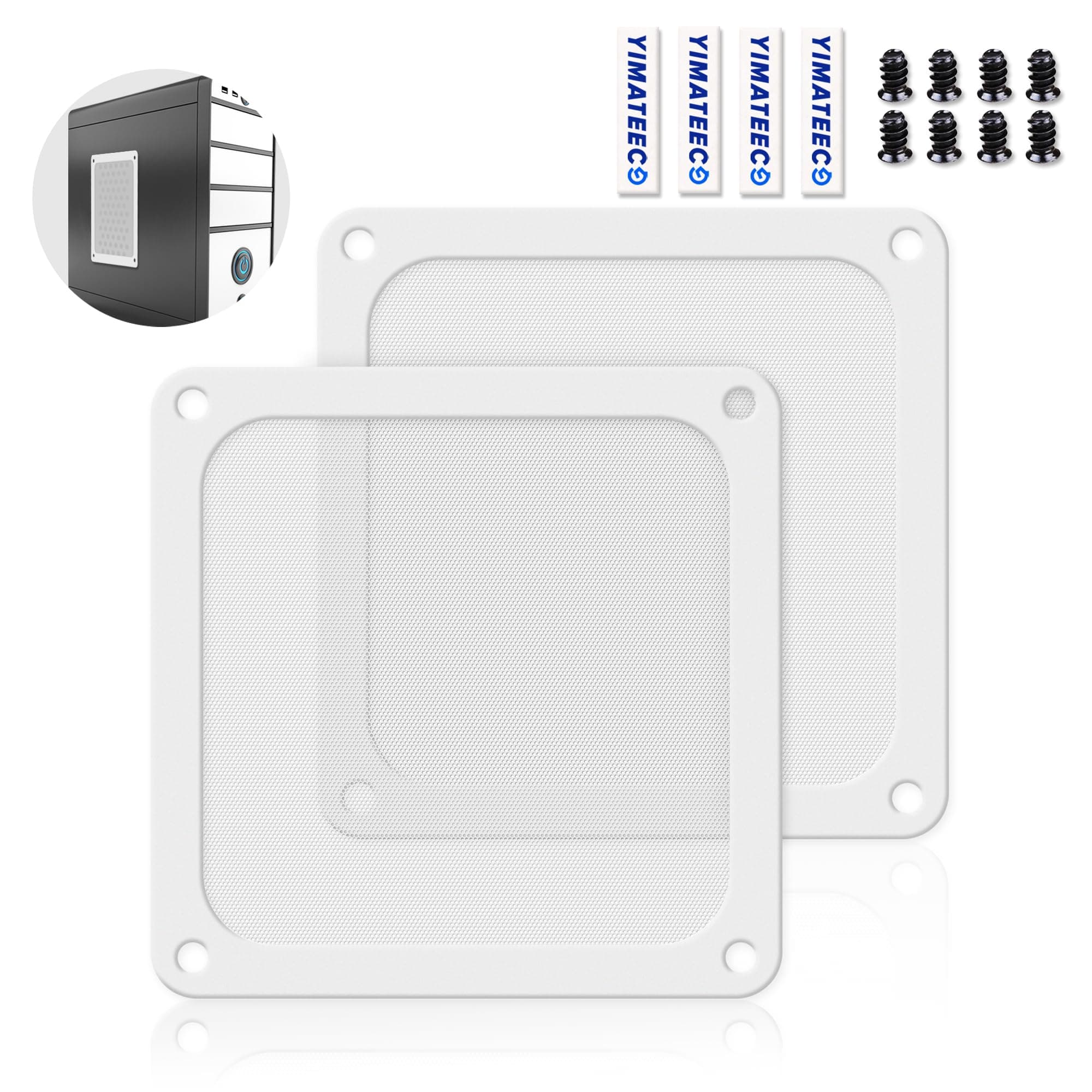 Dust Filter PC 140mm Computer Fan Filter Grills for Computer Cooler Fan/PSU/Routers 50 Mesh, Magnetic Frame PC Cooler Filter Dustproof Mesh (PVC, 140 * 140mm, 2pcs, White)