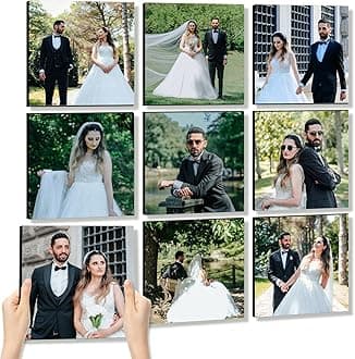 JOXOFO Custom Photo Tiles Personalized Photo Prints Peel and Stick Customized Mix Tiles Picture Frames Storyboards Collage Wall Decor Gift for Family and Friends 9pcs
