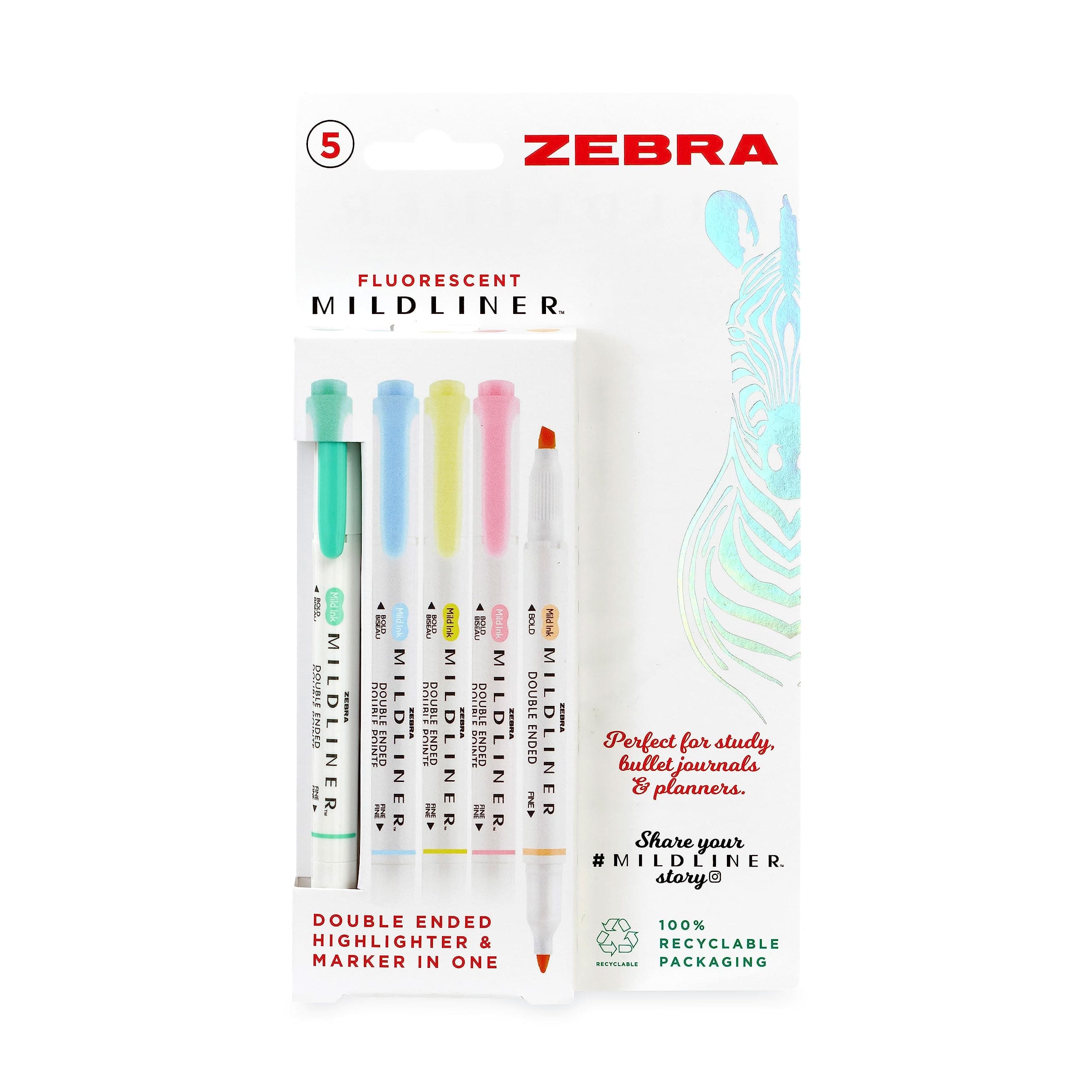 Zebra Pen Mildliner Double Ended Highlighter, 5-Pack