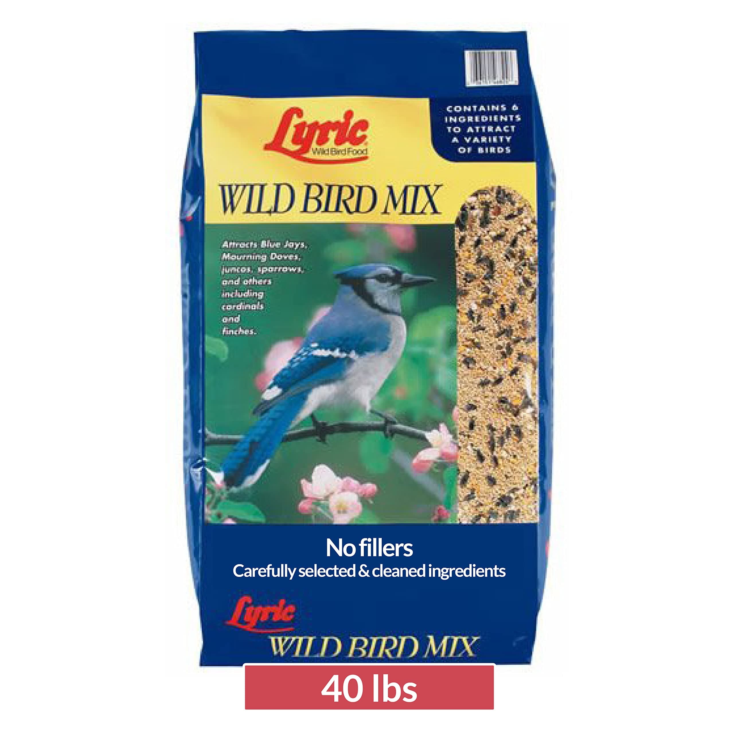 Wild Bird Mix - Includes Corn, Nuts, and Wild Bird Seed for Outside Feeders, Attracts Doves, Jays and Many More, 40 lb Bag