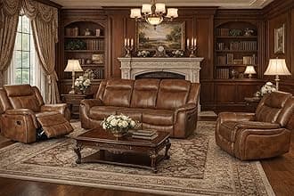 SC Furniture Ltd Tan Brown High Grade Leather Gel Reclining 3 Seater Sofa + 2 Recliner Armchairs Sofa Suite CLIFTON