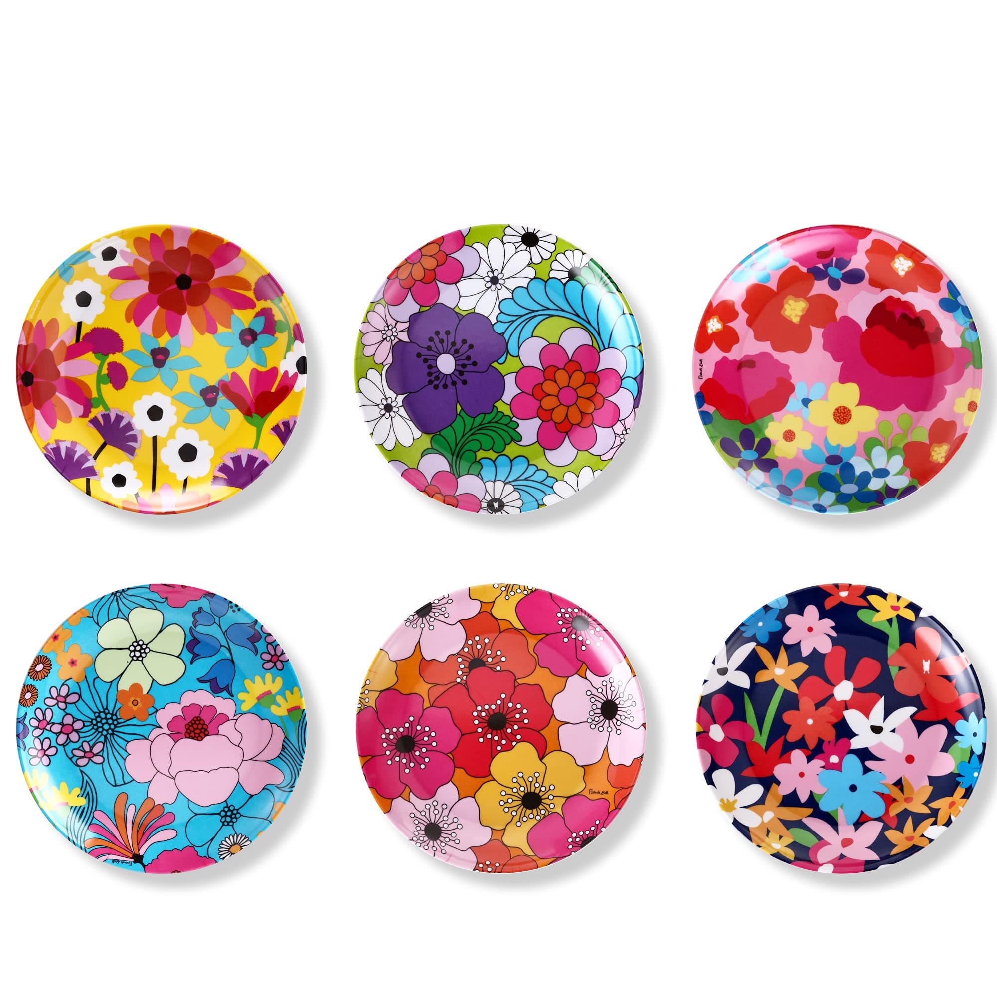 Assorted Plates-6 Piece Set-Melamine Dinnerware, Serving, Party, Platter, Dish, 6" - Garden Floral Assorted