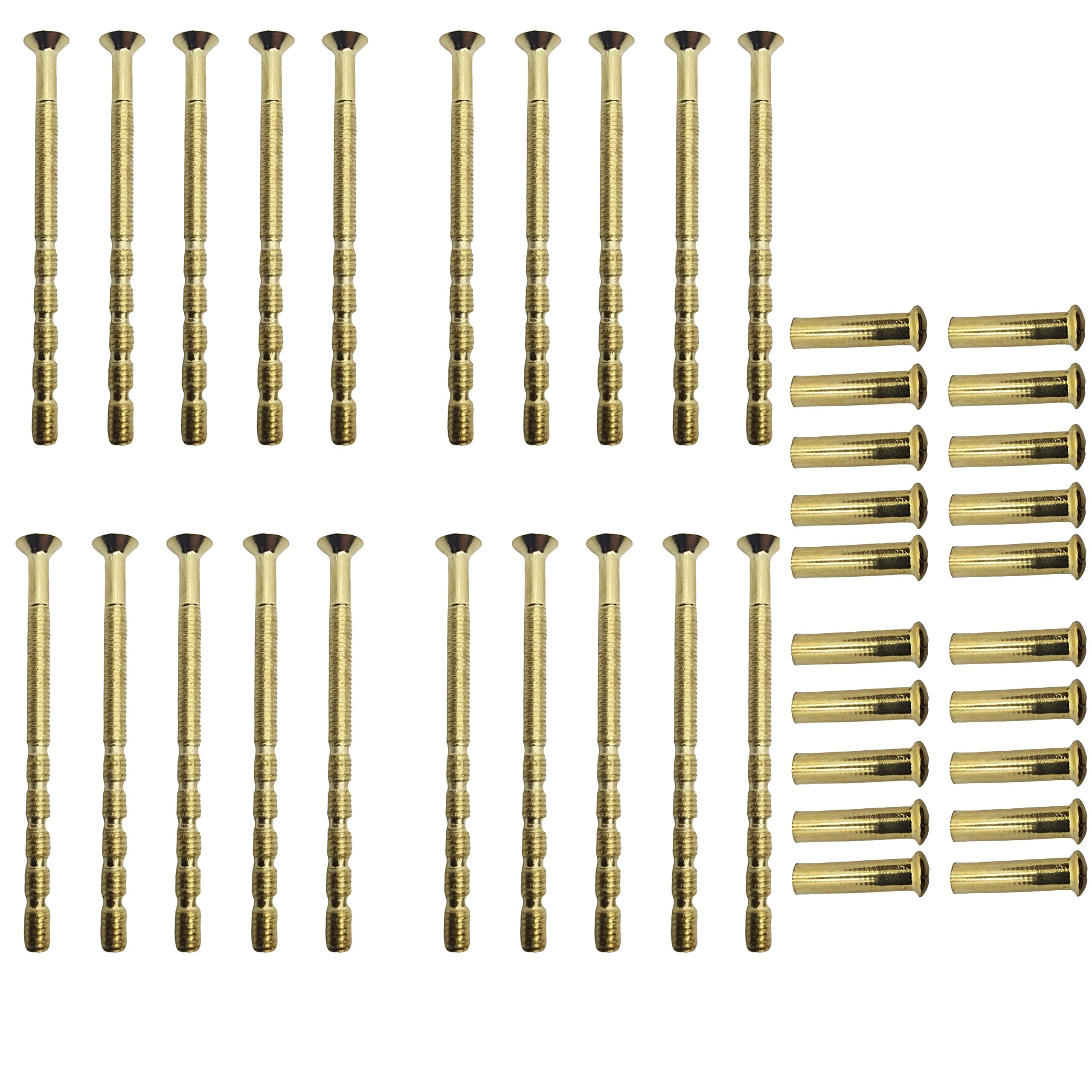 Universal Hardware20 Pack M4 Door Handle Screws Brass with Bolt Connecting Sleeve Male to Female for Door Handle, Knobs Escutcheons and Others