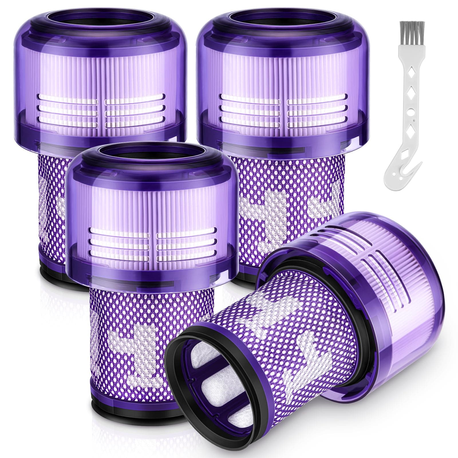 V12 Filter Replacements for Dyson V12 Detect Slim, Detect Slim Animal, Slim+ Cordless Vacuum and V12 Slim Absolute Vacuums, SV34, SV35 V12 Vacuum Cleaner Filter Replacement, Part No. 971517-01, 4 Pack
