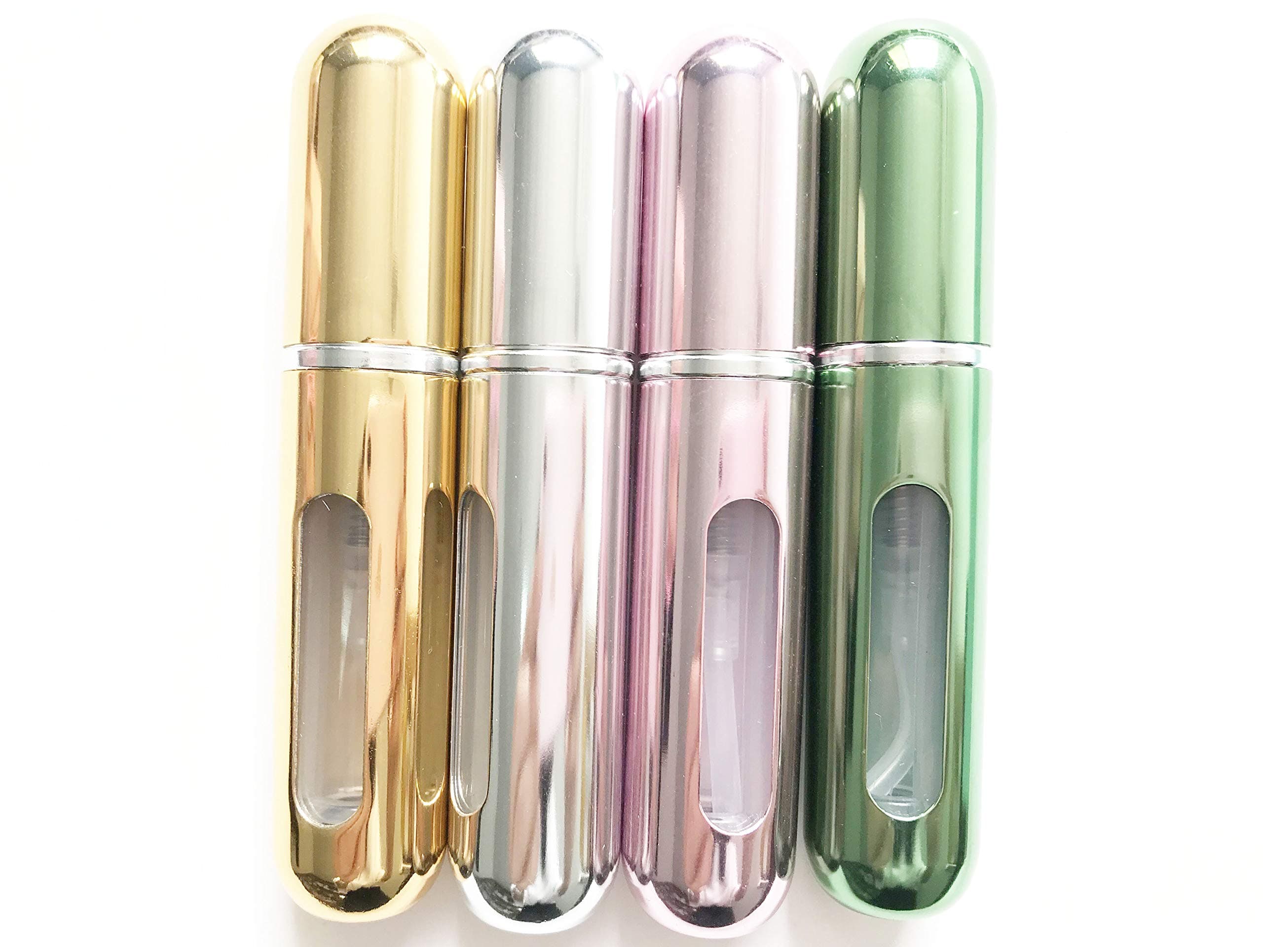 Becho Travel Refillable Perfume Atomizer,Refillable Canned Air Pump, 4 Pcs Portable Mini Empty Perfume Spray Bottles, Pocket Sprayer Perfume Atomizers, Beauty Makeup,Men and Women(Random color)